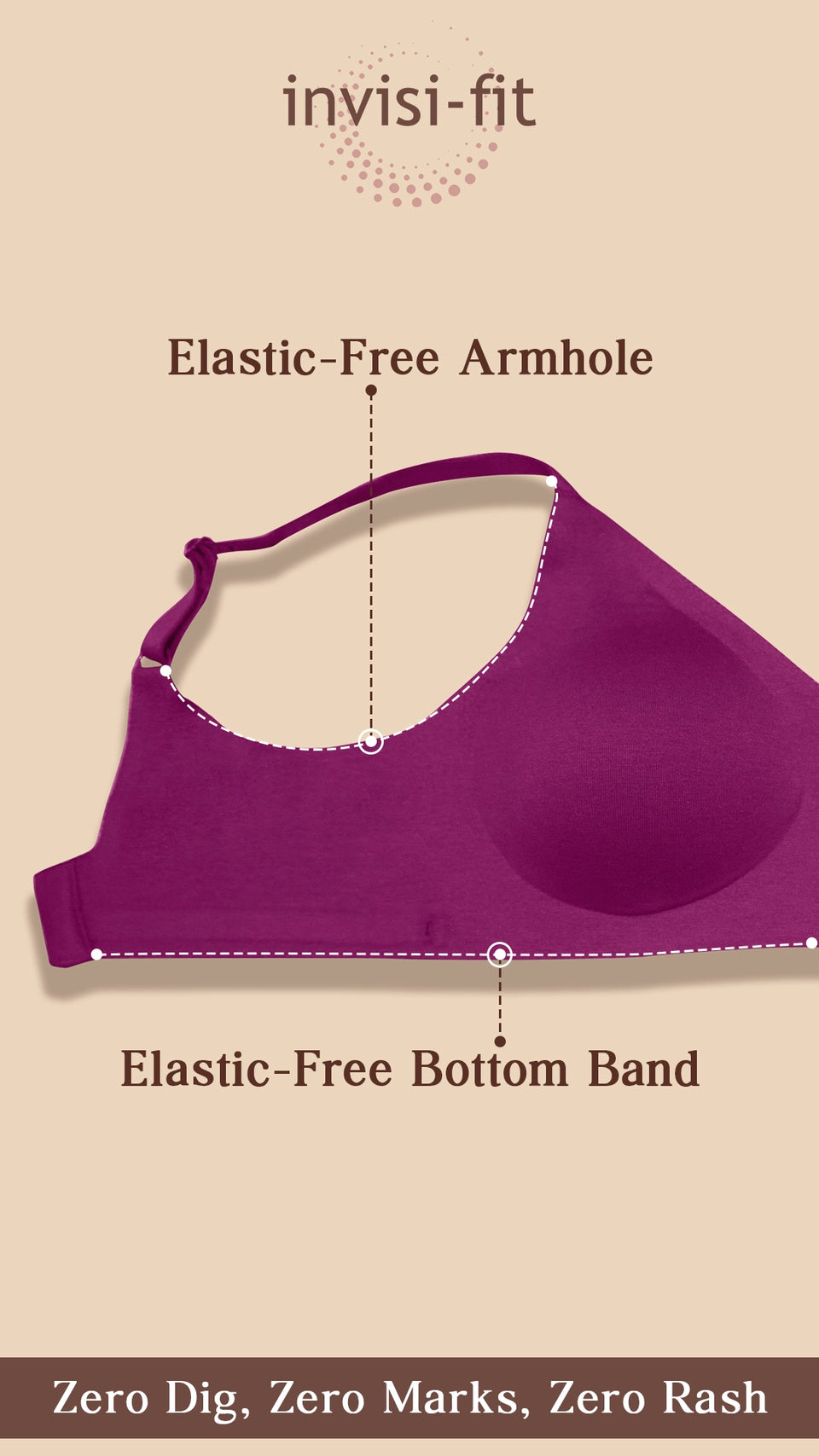 Tweens Non-Padded Cotton Spandex Invisi-Fit Bra (FAWN) image 1
