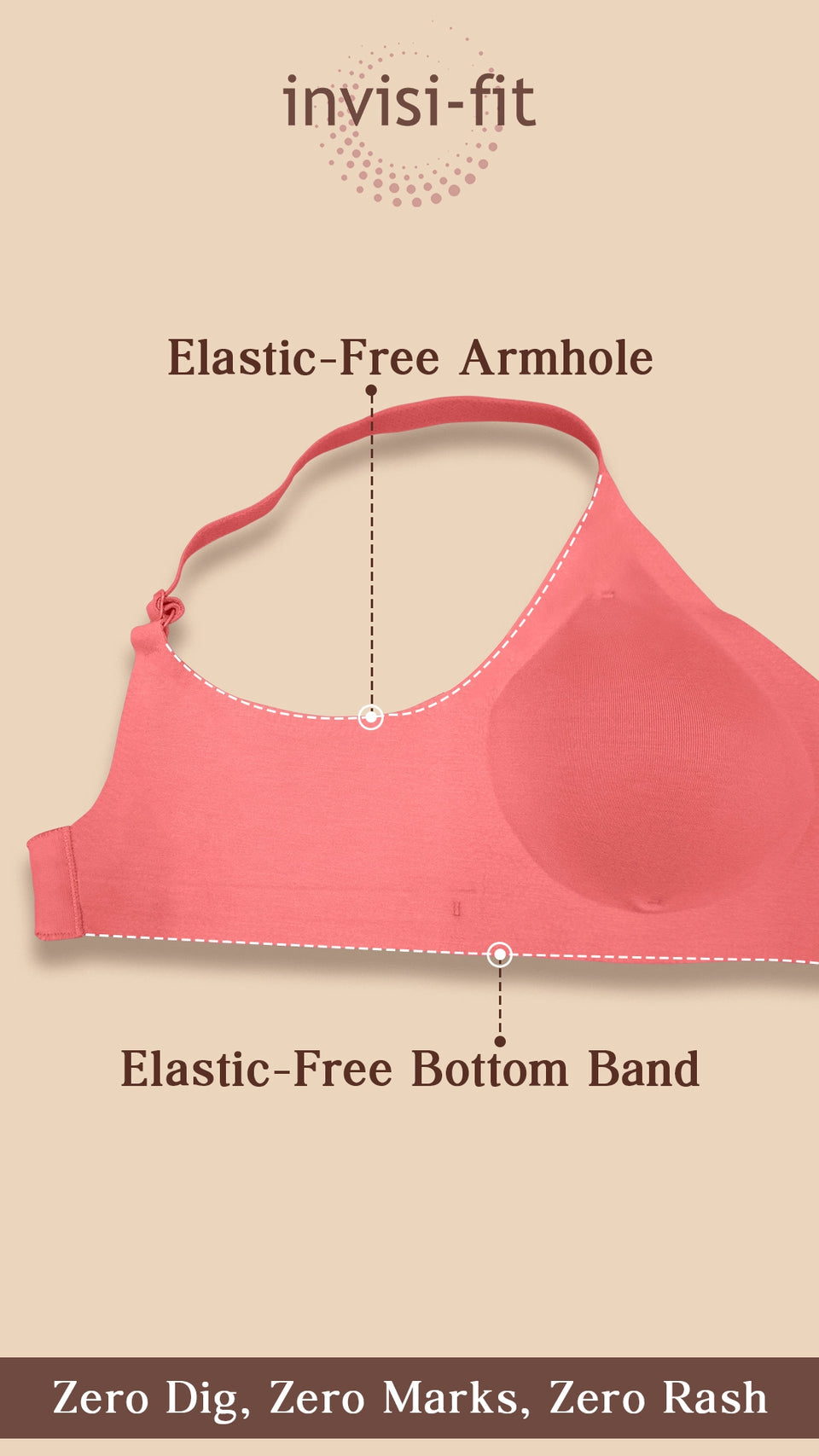 Tweens Lightly-Padded Cotton Spandex Invisi-Fit Bra (FAWN) image 1