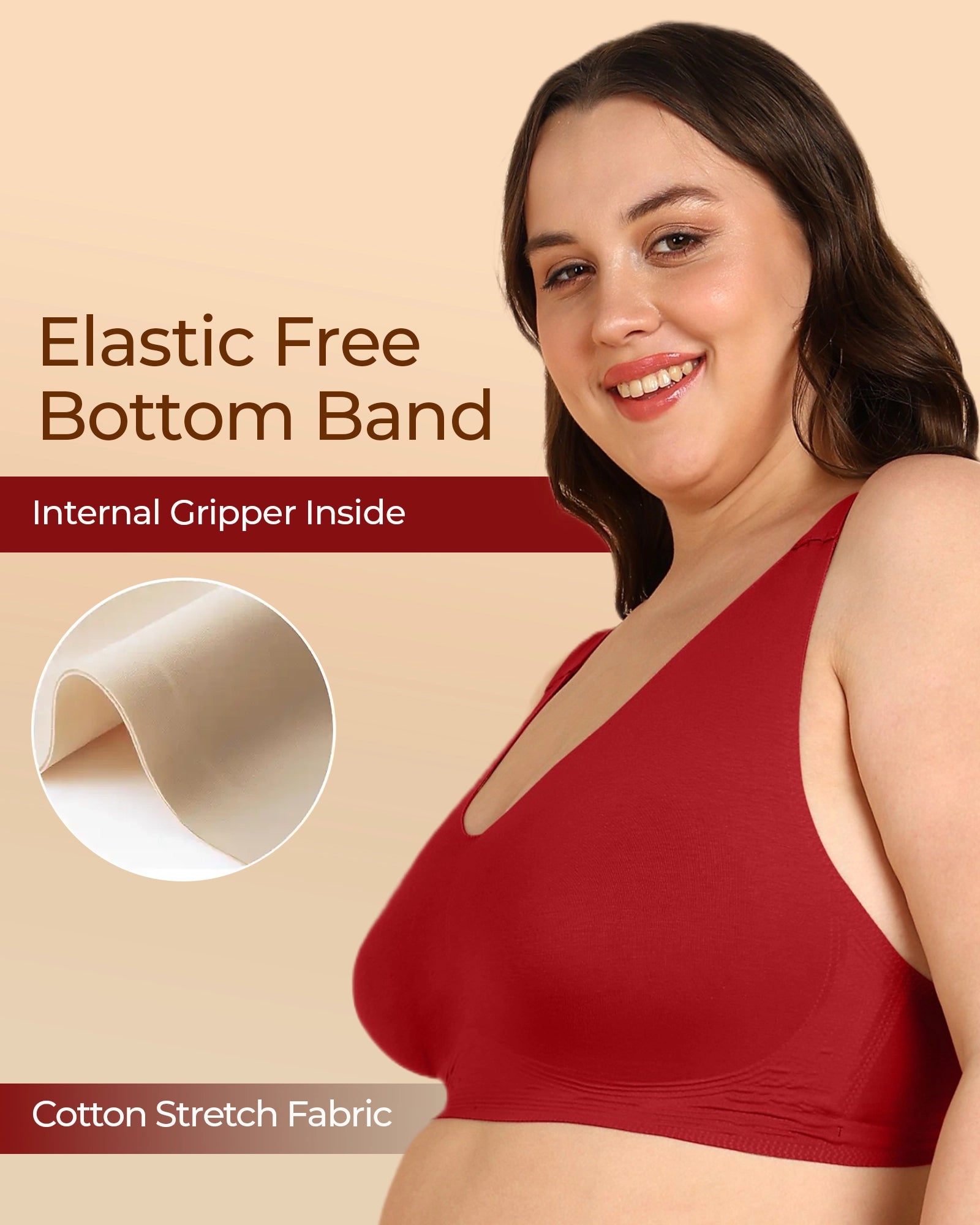 Tweens Bonded Breathable Cotton Plus-Size Padded Full-Coverage Bra (SB-918-Red)