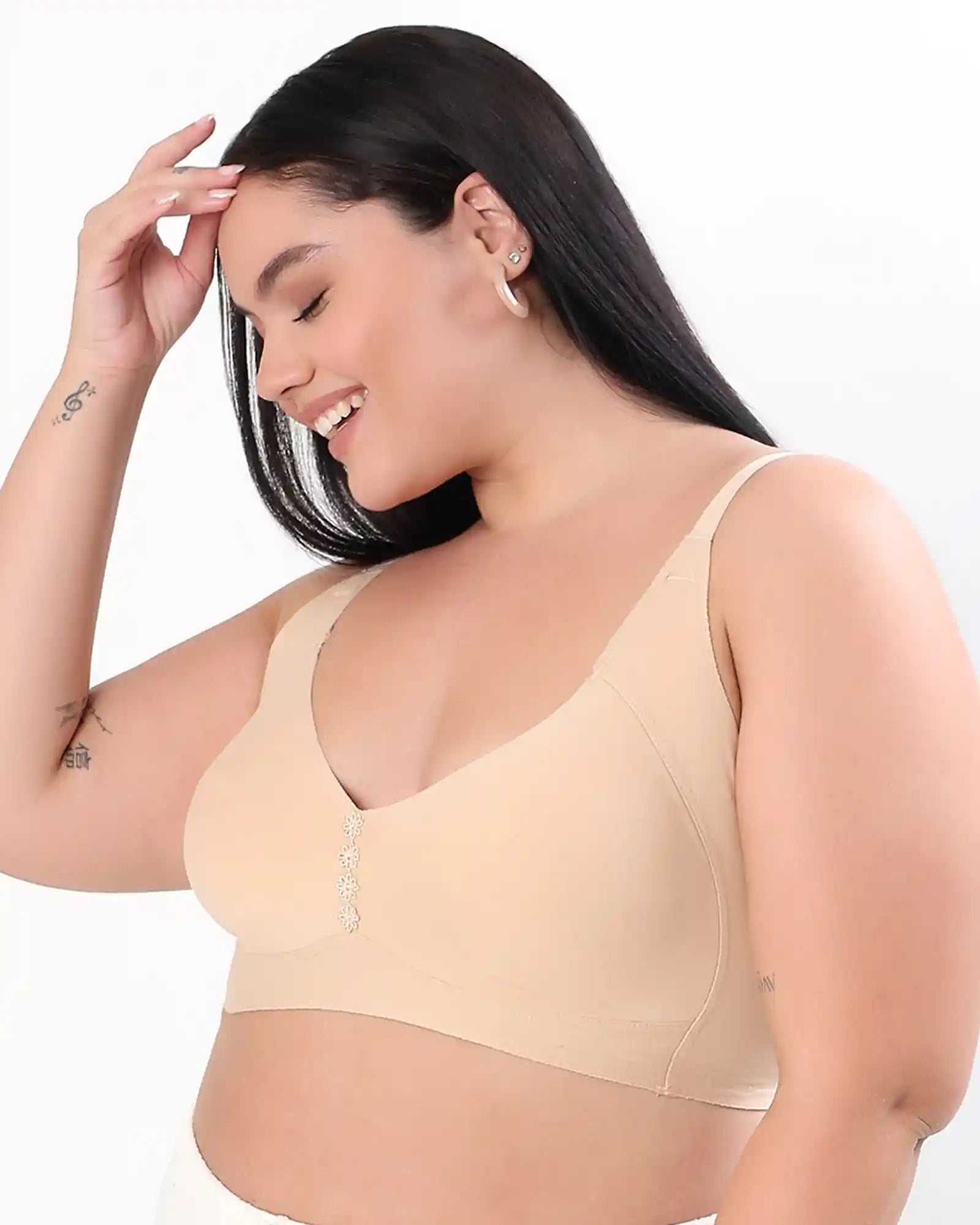Cotton Non-Padded Plus-Size M-Frame Minimiser Bonded Bra (SB-9303)(Skin) (MR)