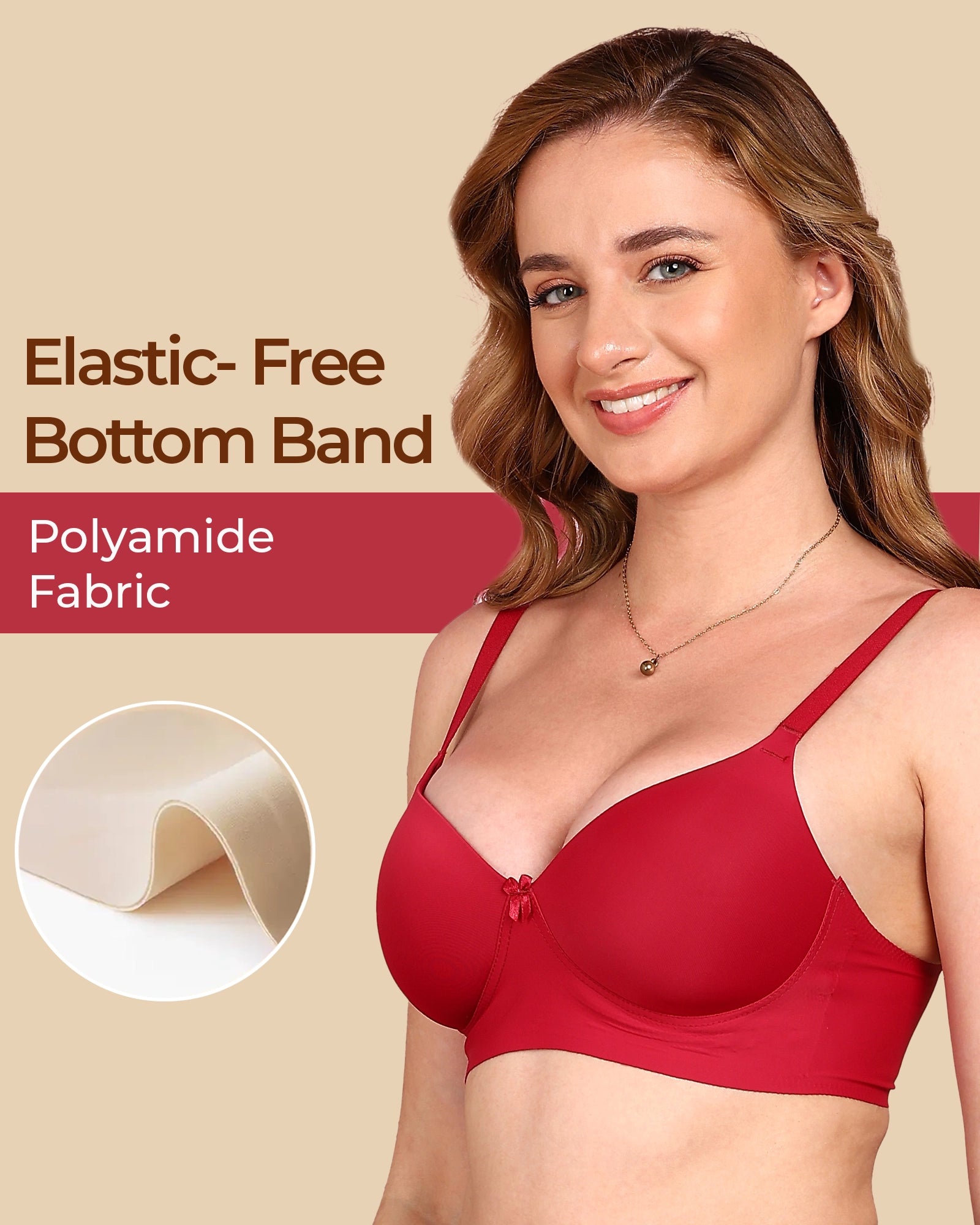 Tweens Bonded Polyamide Lightly Padded Bra (Level 1 Padding) (SB-95991) (Wine)