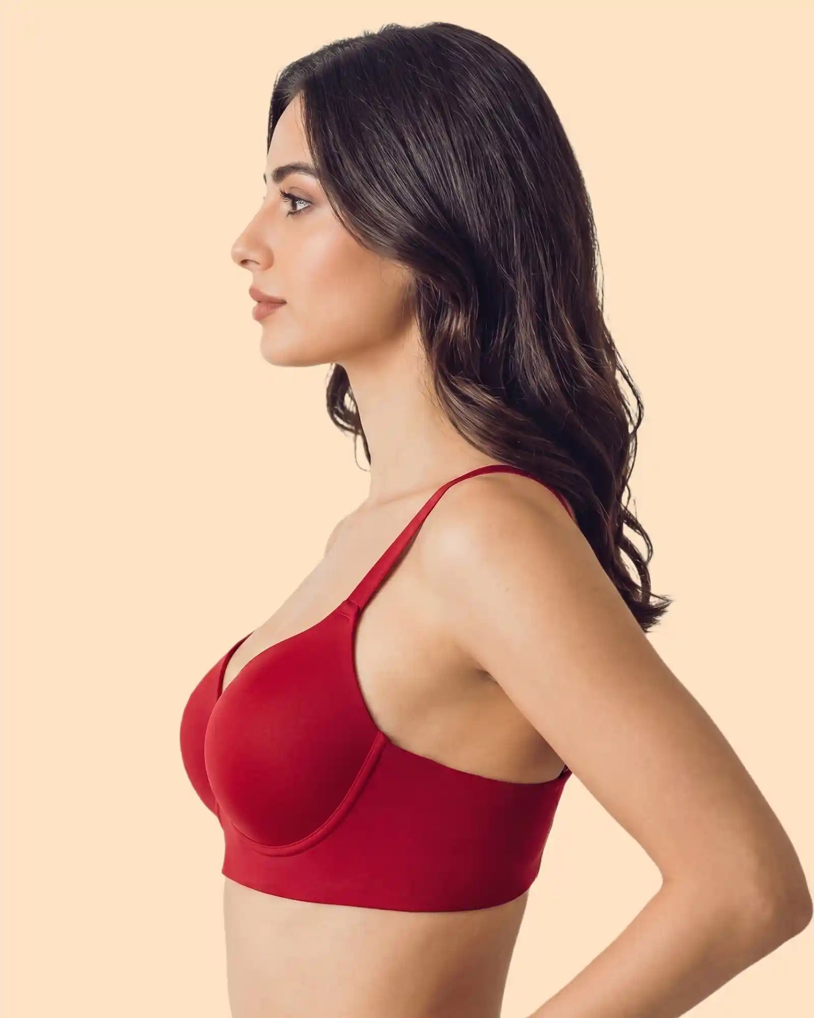 Cotton Non-wired Maximiser Push-Up Bonded Bra (Level-2 Padding) with 3/4th Coverage (SB-97015) (Red)
