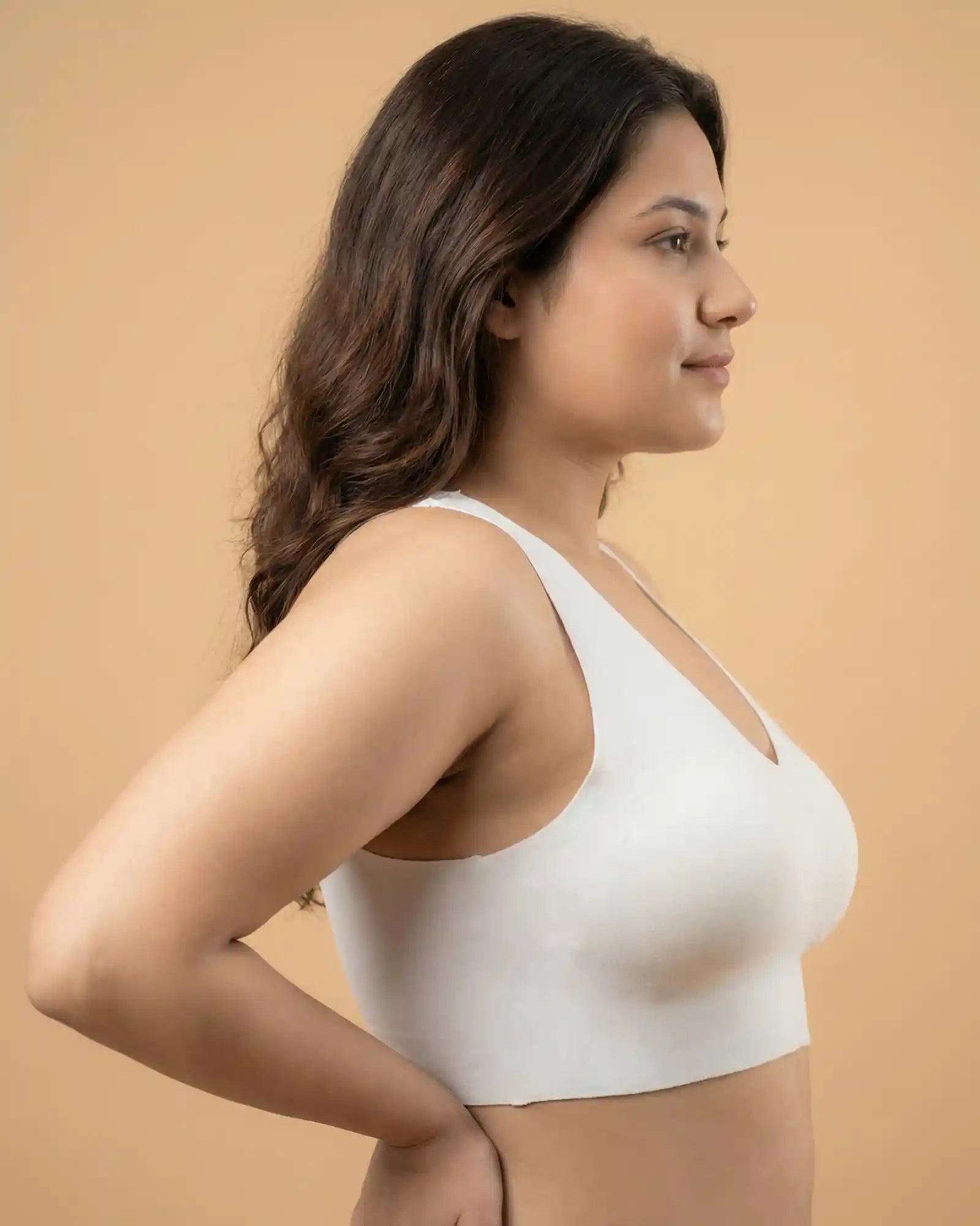 Cotton Non-Padded Plus-Size Bonded Bra with Hidden Concealer (SB-915-White)