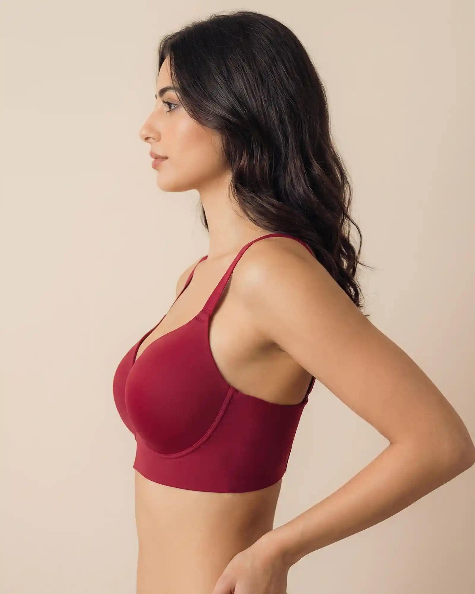 Everyday Lightly Padded Non-Wired Polyamide Bonded Bra (TW-95991 Maroon)