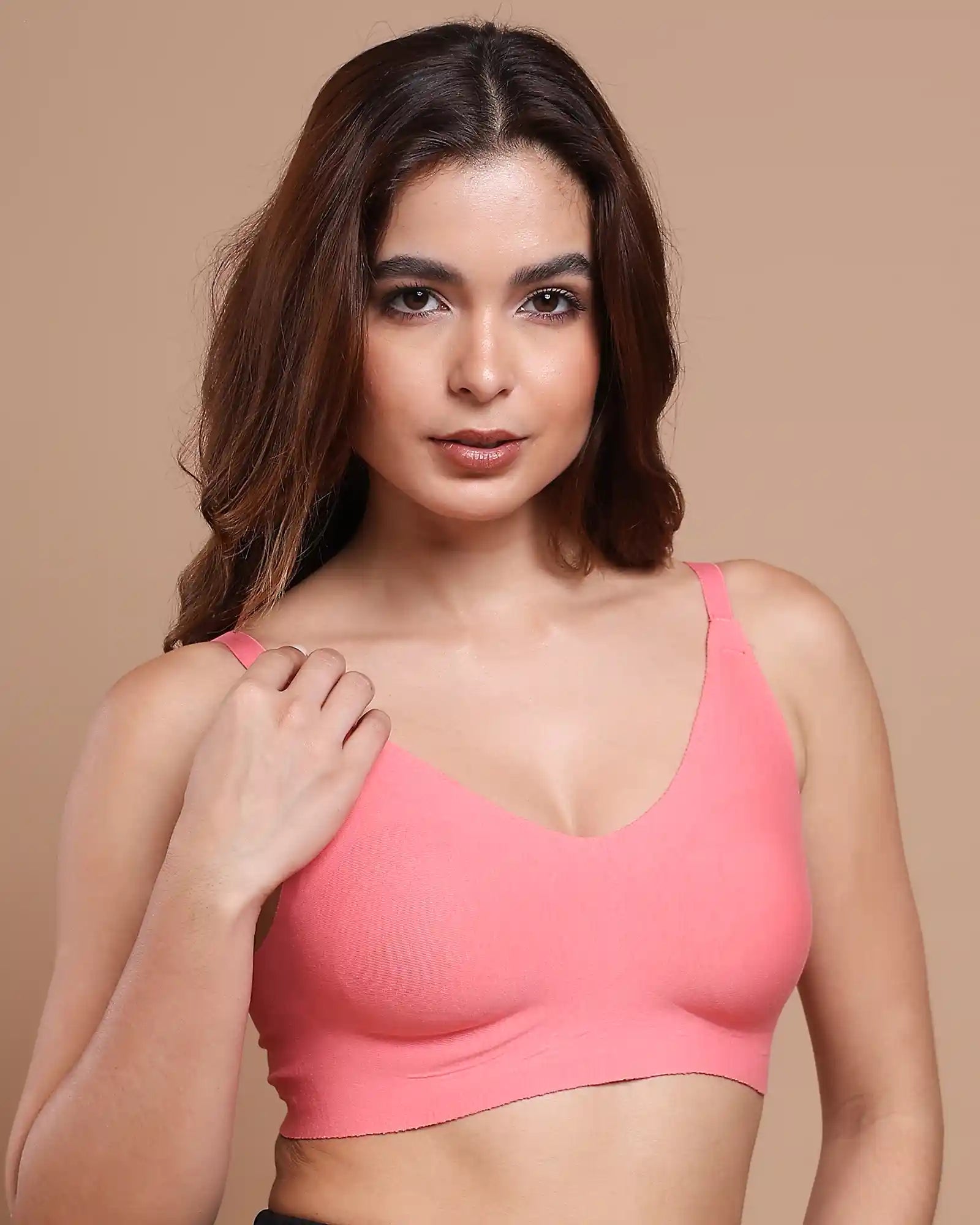 Cotton Non-Padded Full Coverage Bonded Bra (SB-935-Coral) (GB)