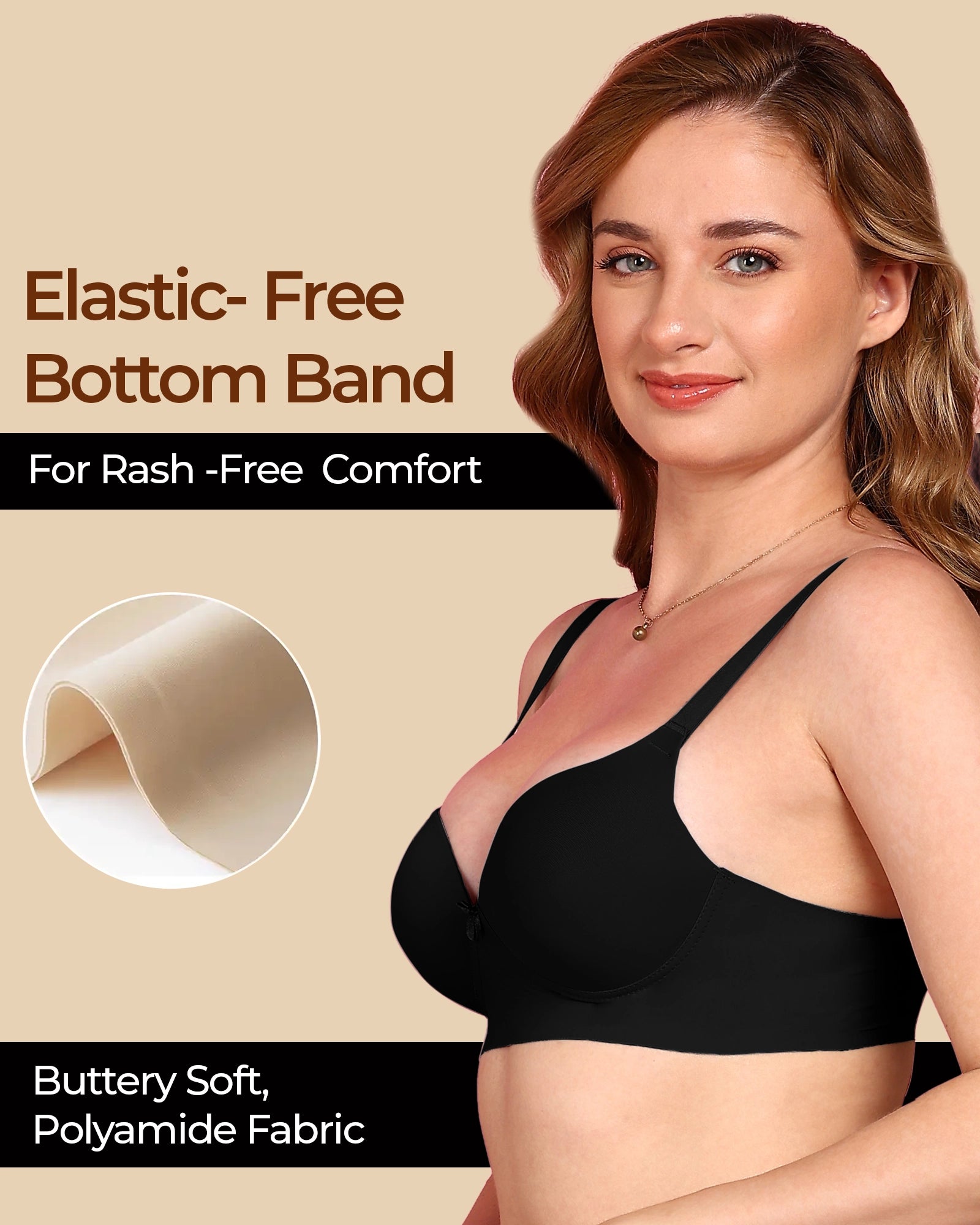 Tweens Bonded Polyamide Push-Up 3/4 Coverage Maximiser Bra (Level 2 Padding) (SB-95107) (Black)