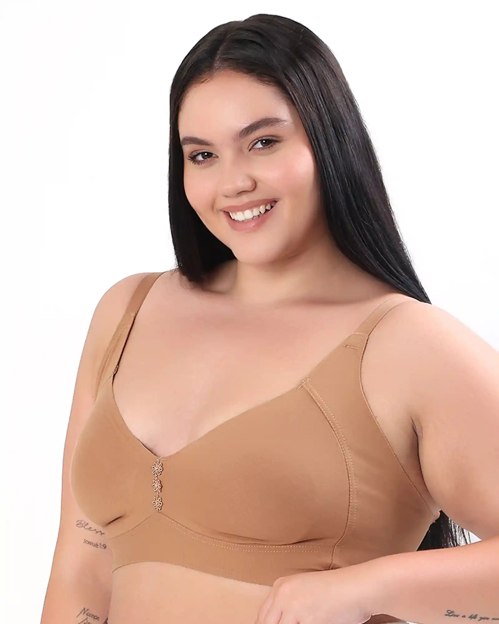 Cotton Non-Padded Plus-Size M-Frame Minimiser Bonded Bra (SB-9303)(Fawn) (MR)