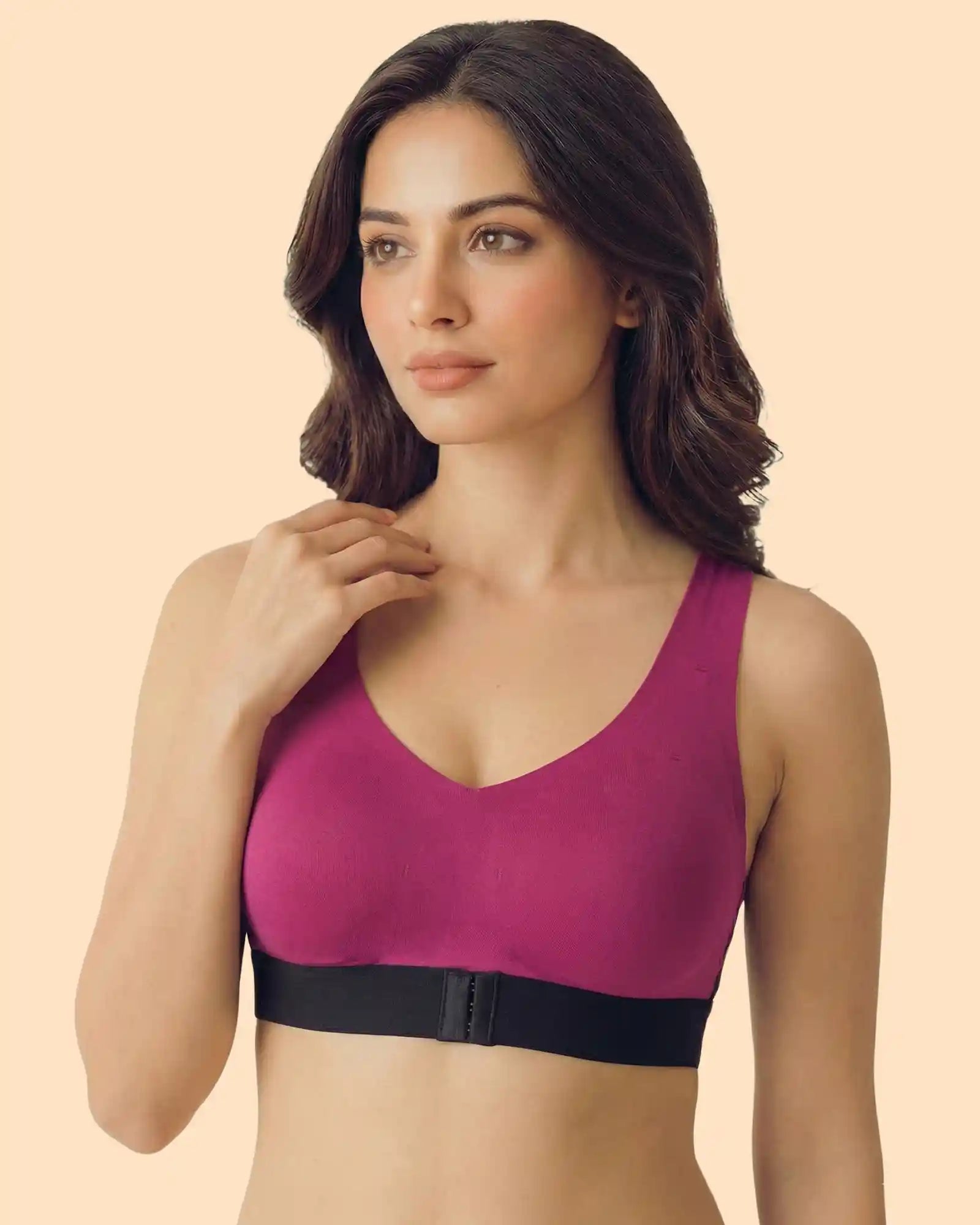 Bonded Gym Bra with Crisscross Back | Padded | Breathable Cotton (TW-SB-9977-WIN+BLK)