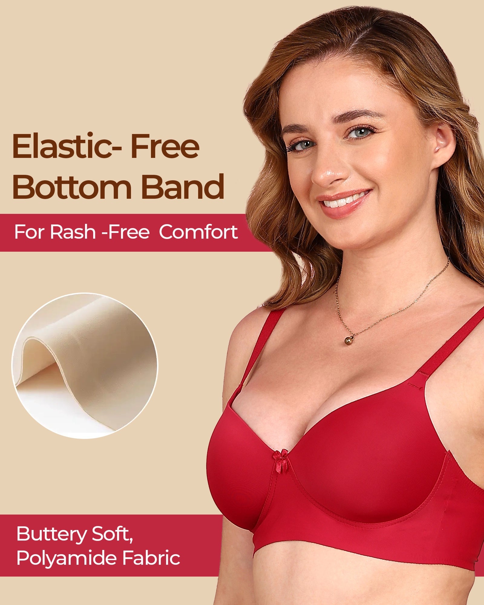 Tweens Bonded Polyamide Push-Up 3/4 Coverage Maximiser Bra (Level 2 Padding) (SB-95107) (Wine)