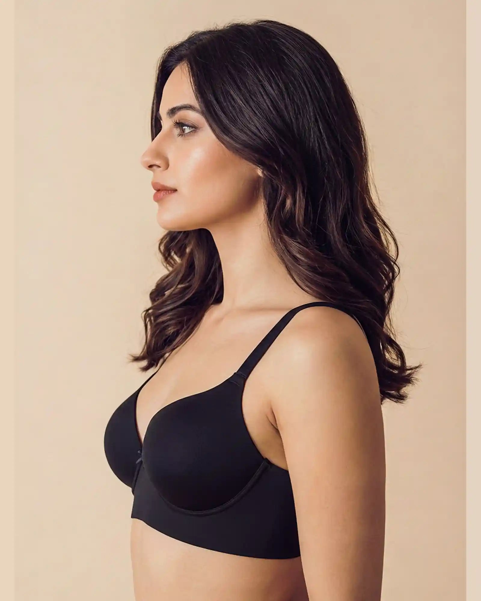 Cotton Non-wired Maximiser Push-Up Bonded Bra (Level-2 Padding) with 3/4th Coverage (SB-97015) (Black)