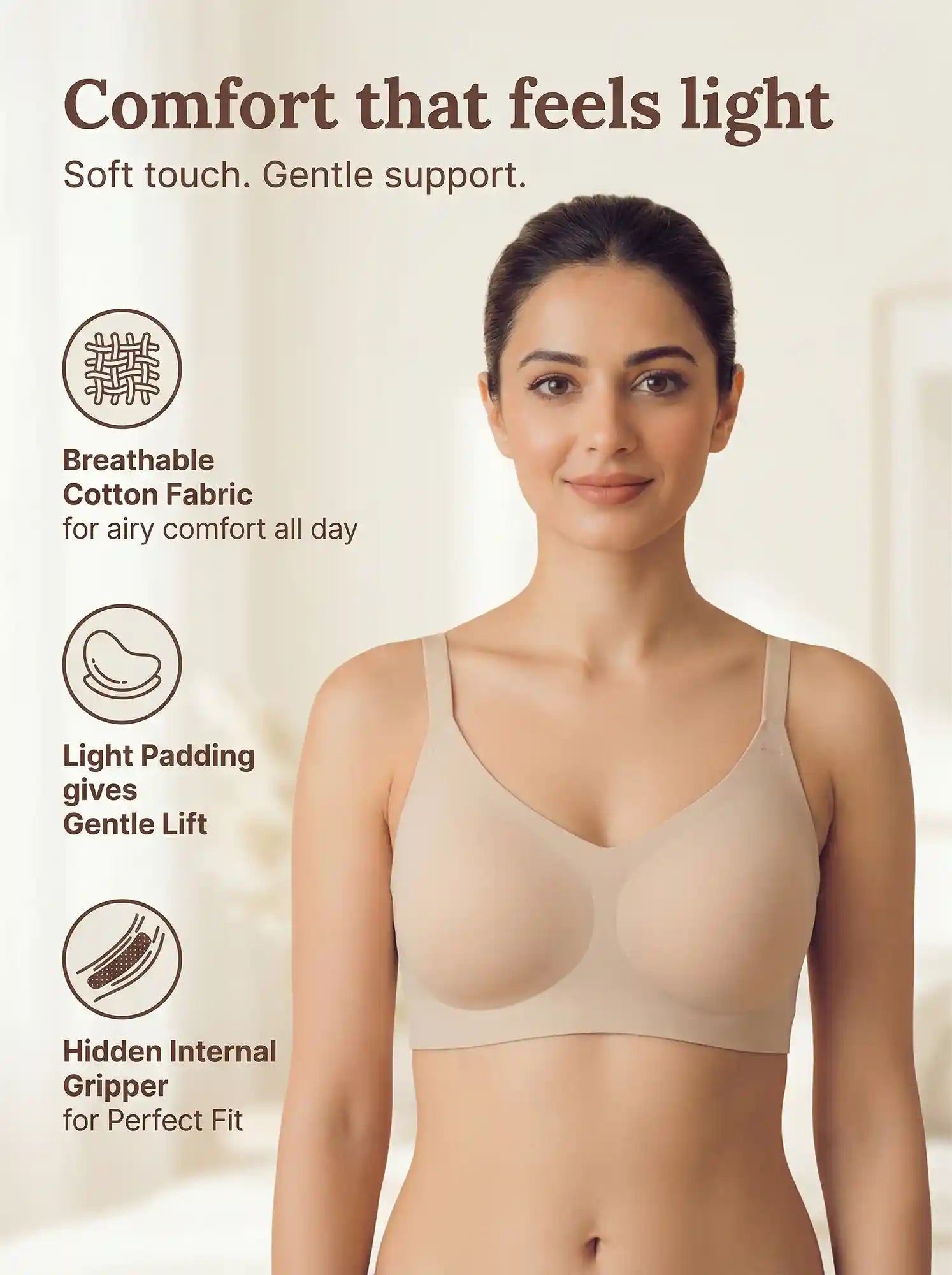 Cotton Padded Full Coverage Bonded Bra (SB-938-Skin)