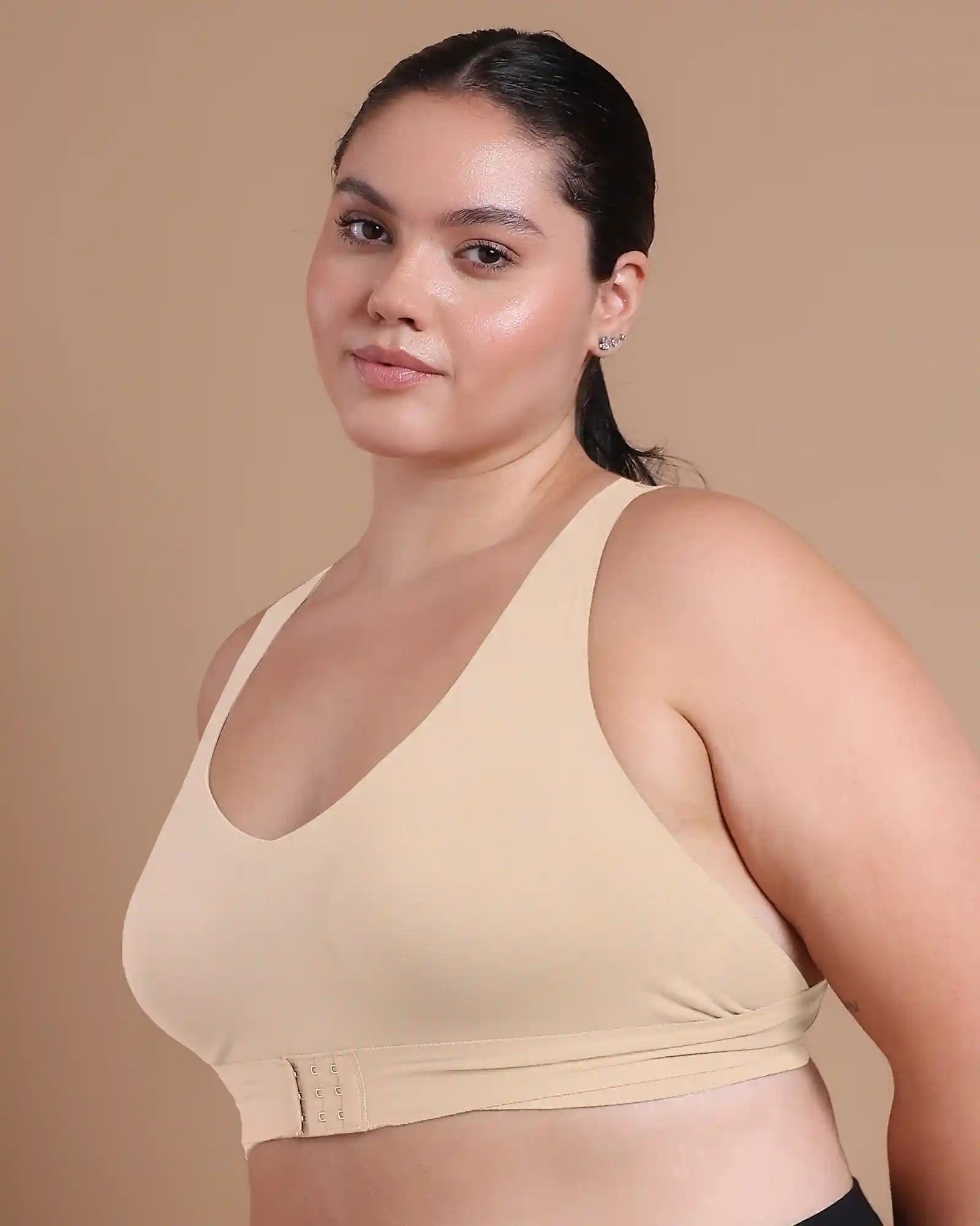 Bonded Gym Bra with Crisscross Back | Non-Padded | Breathable Cotton (Tw-SB-995)(Skin) (MR)