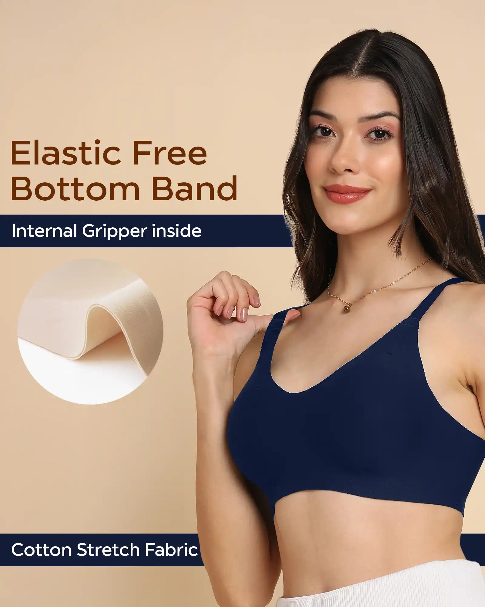 Tweens Bonded Breathable Cotton Padded Full-Coverage Bra (SB-938-Navy)