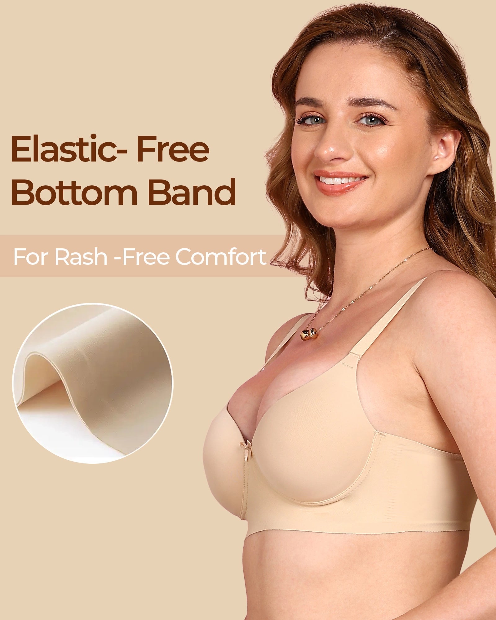 Polyamide Non-Wired Maximiser Push Up Bonded Bra (Level-3 Padding) with 3/4th Coverage (SB-95301) (Skin)