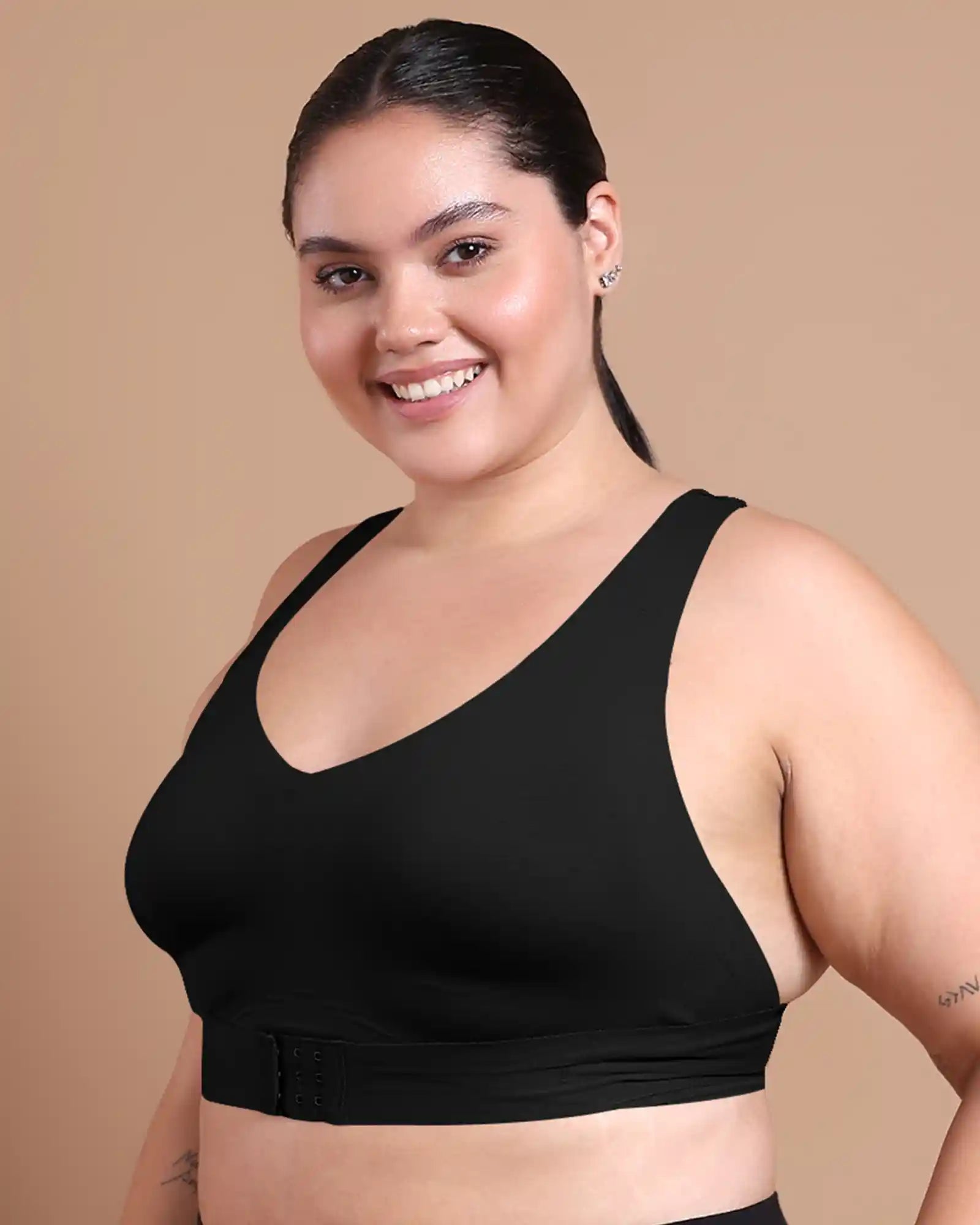 Bonded Gym Bra with Crisscross Back | Non-Padded | Breathable Cotton (TW-SB-995)(Black) (MR)