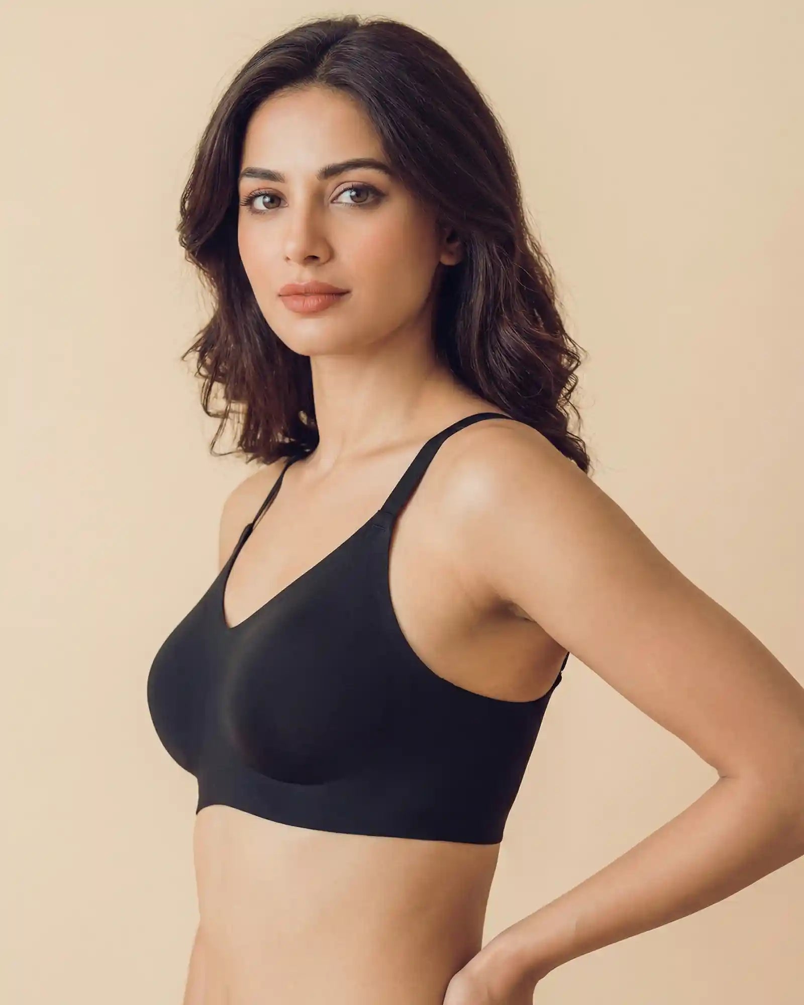 Cotton Non-Padded Full Coverage Bonded Bra (SB-935-Black)