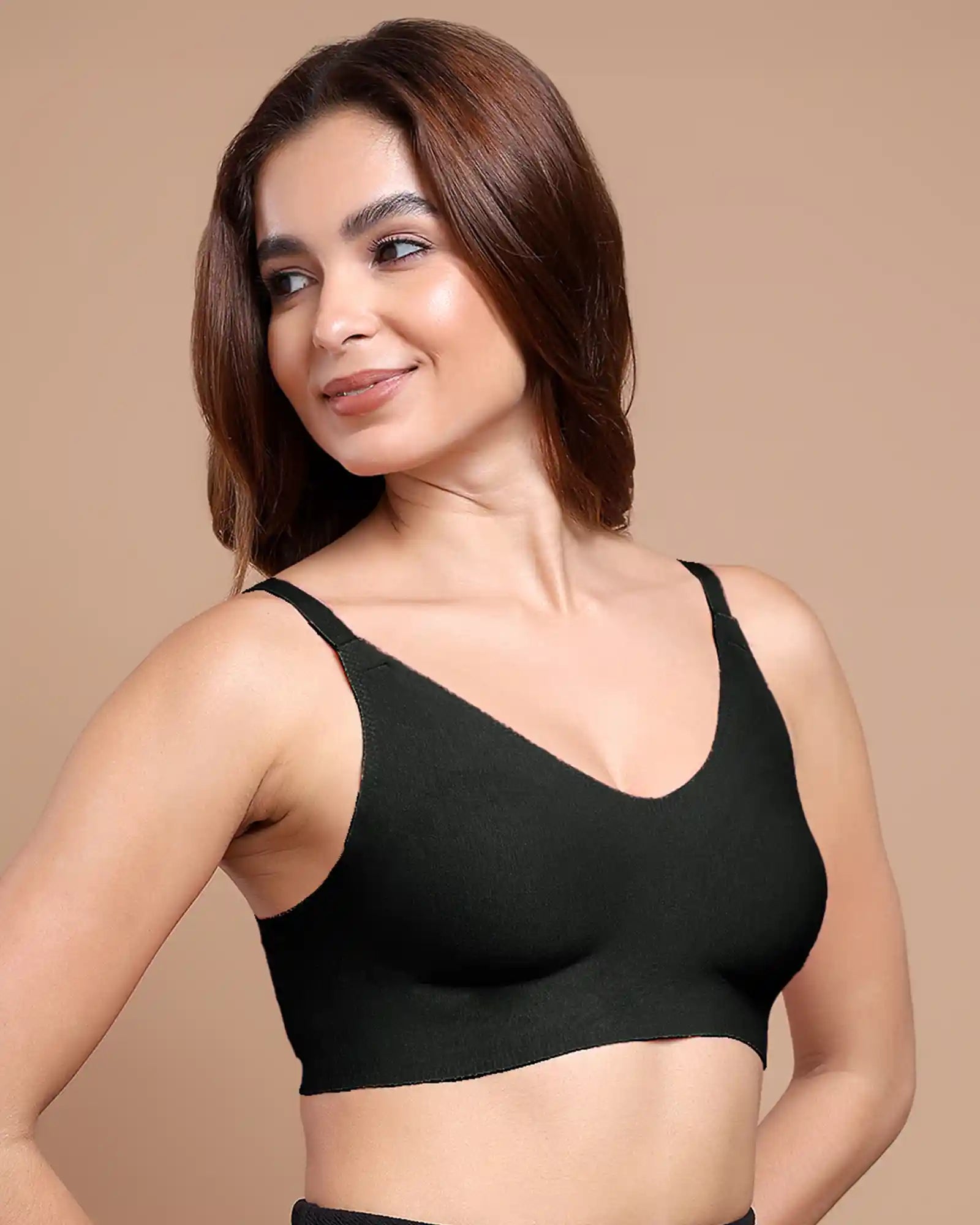 Cotton Non-Padded Full Coverage Bonded Bra (SB-935-Black) (GB)