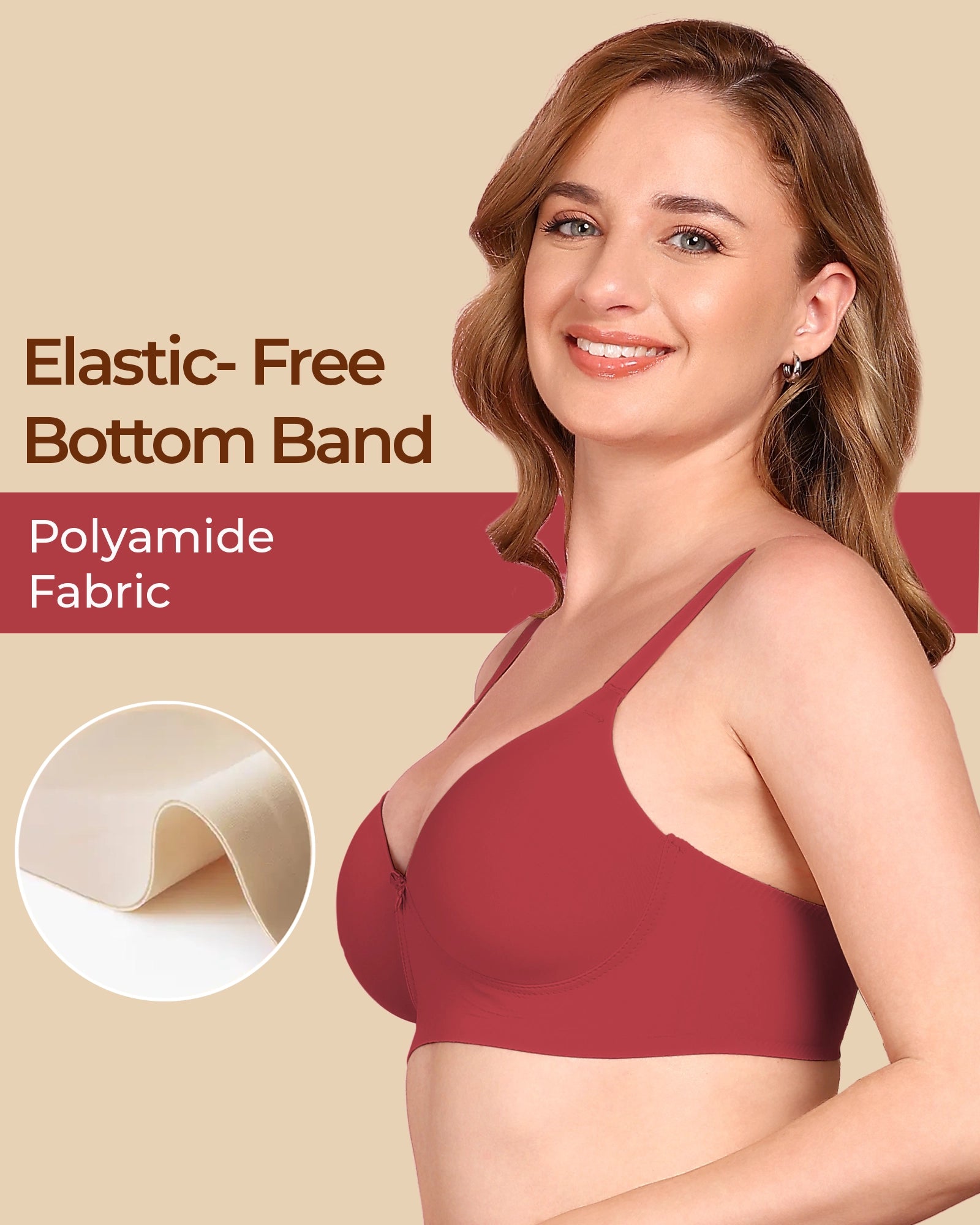 Tweens Bonded Polyamide Lightly Padded Bra (Level 1 Padding) (SB-95991) (Maroon)