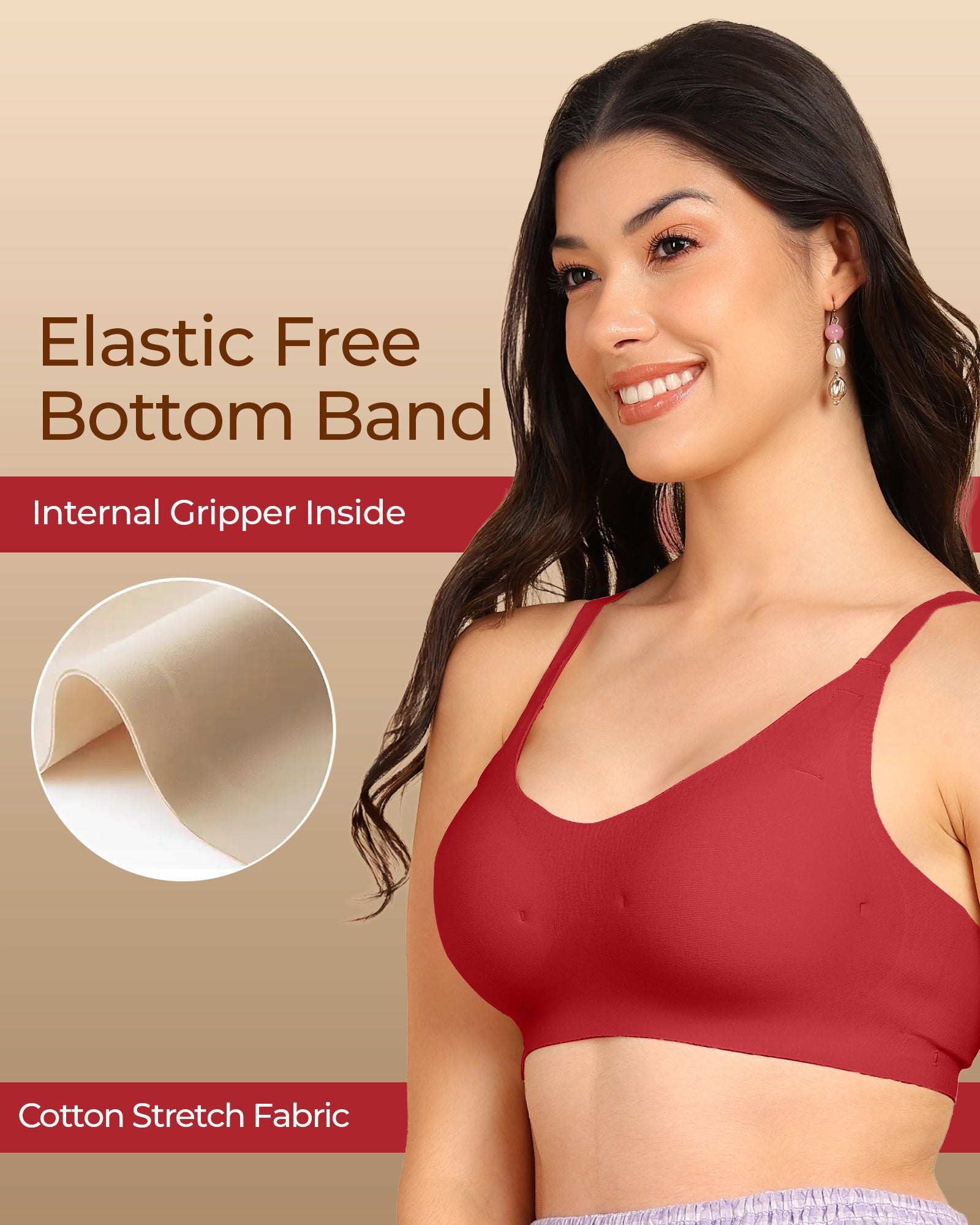 Tweens Bonded Breathable Cotton Padded Full-Coverage Bra (SB-938-Red)