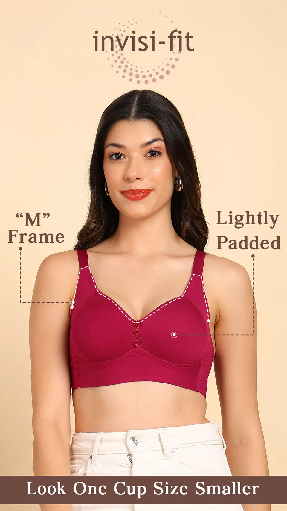 Tweens Invisi-Fit Lightly Padded Cotton Bonded Seamless Minimiser Bra image 3