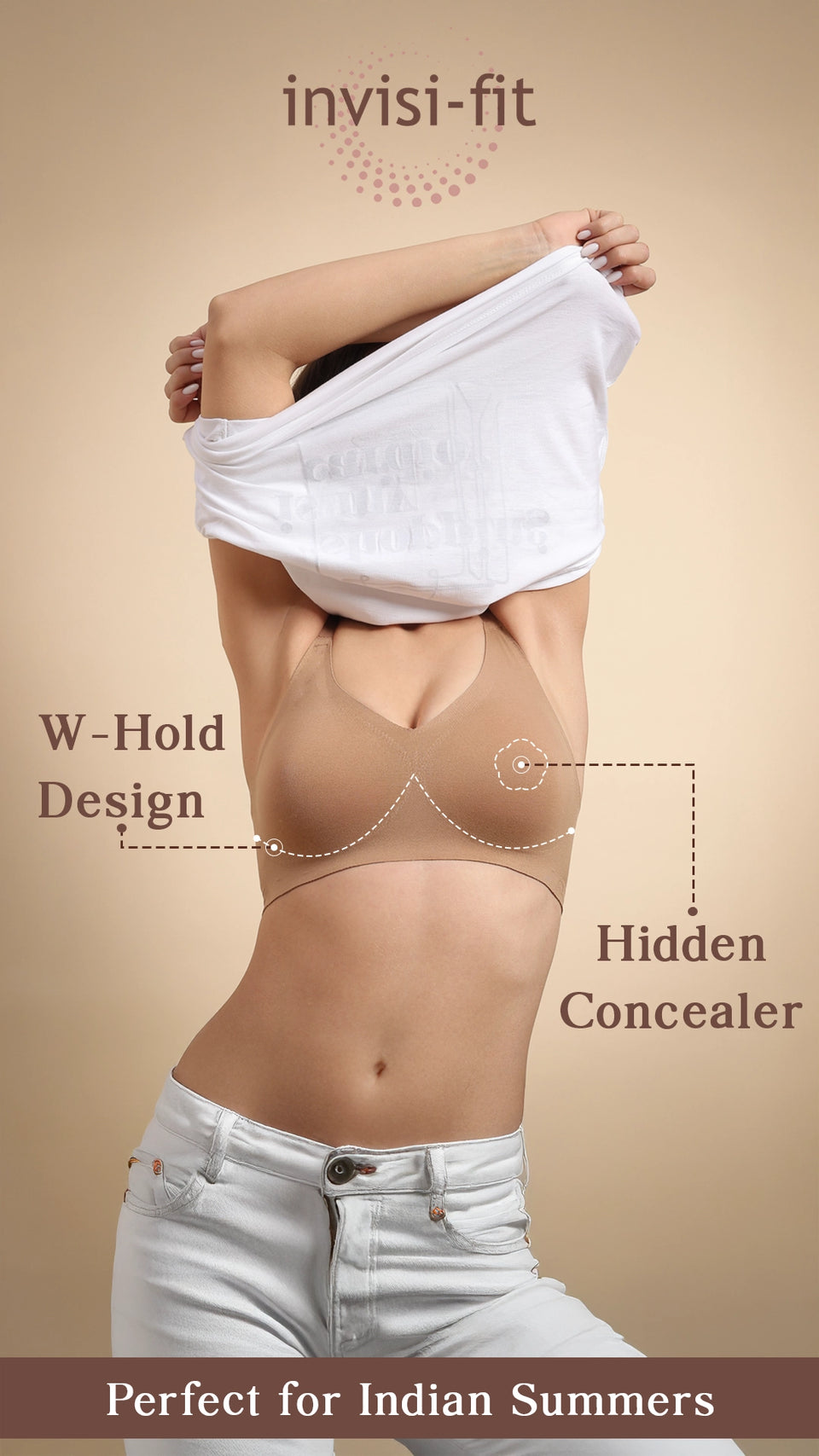Tweens Non-Padded Cotton Spandex Invisi-Fit Bra (FAWN) image 3