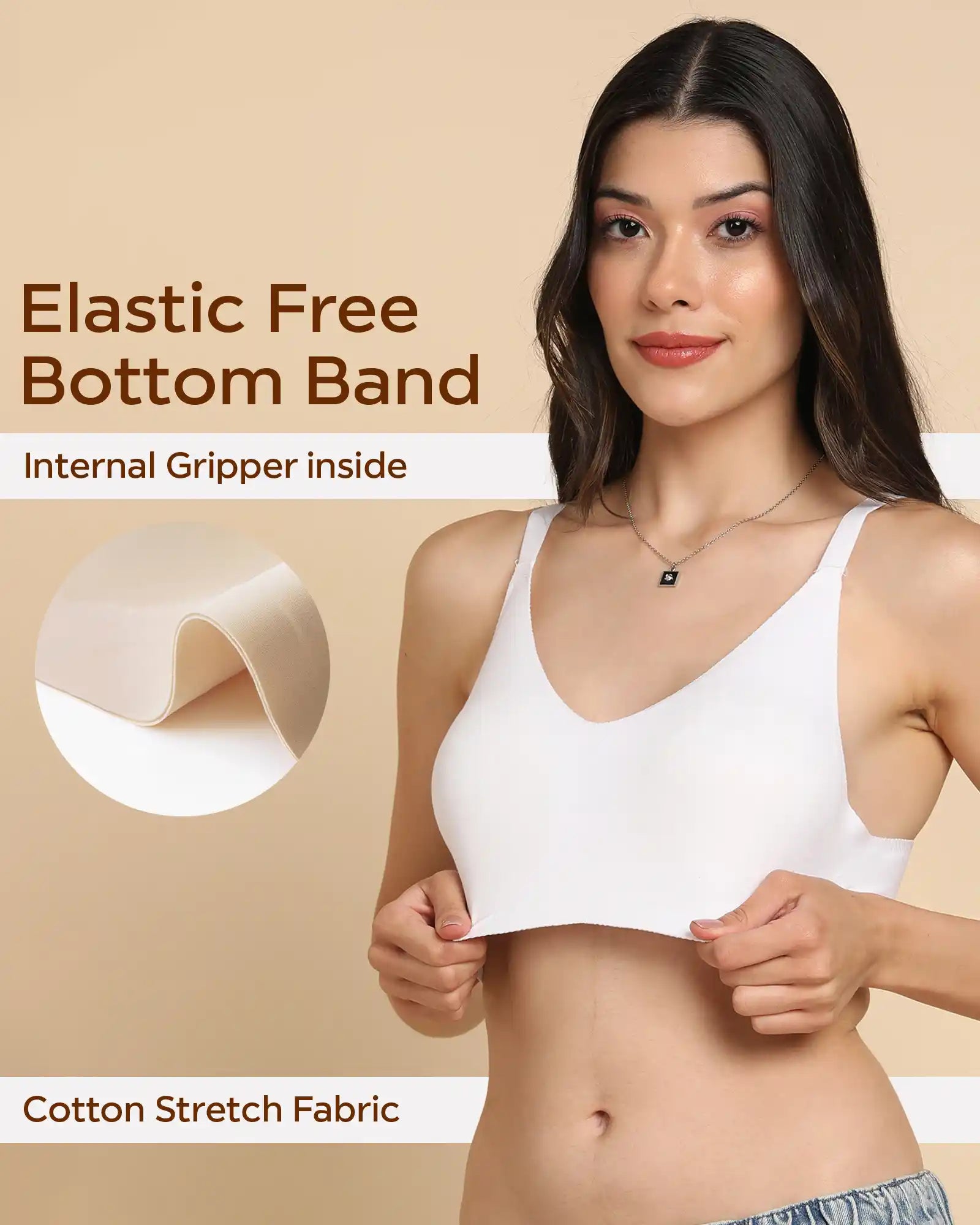 Tweens Bonded Breathable Cotton Non-Padded Full-Coverage Bra with Hidden Concealer (SB-935-White)