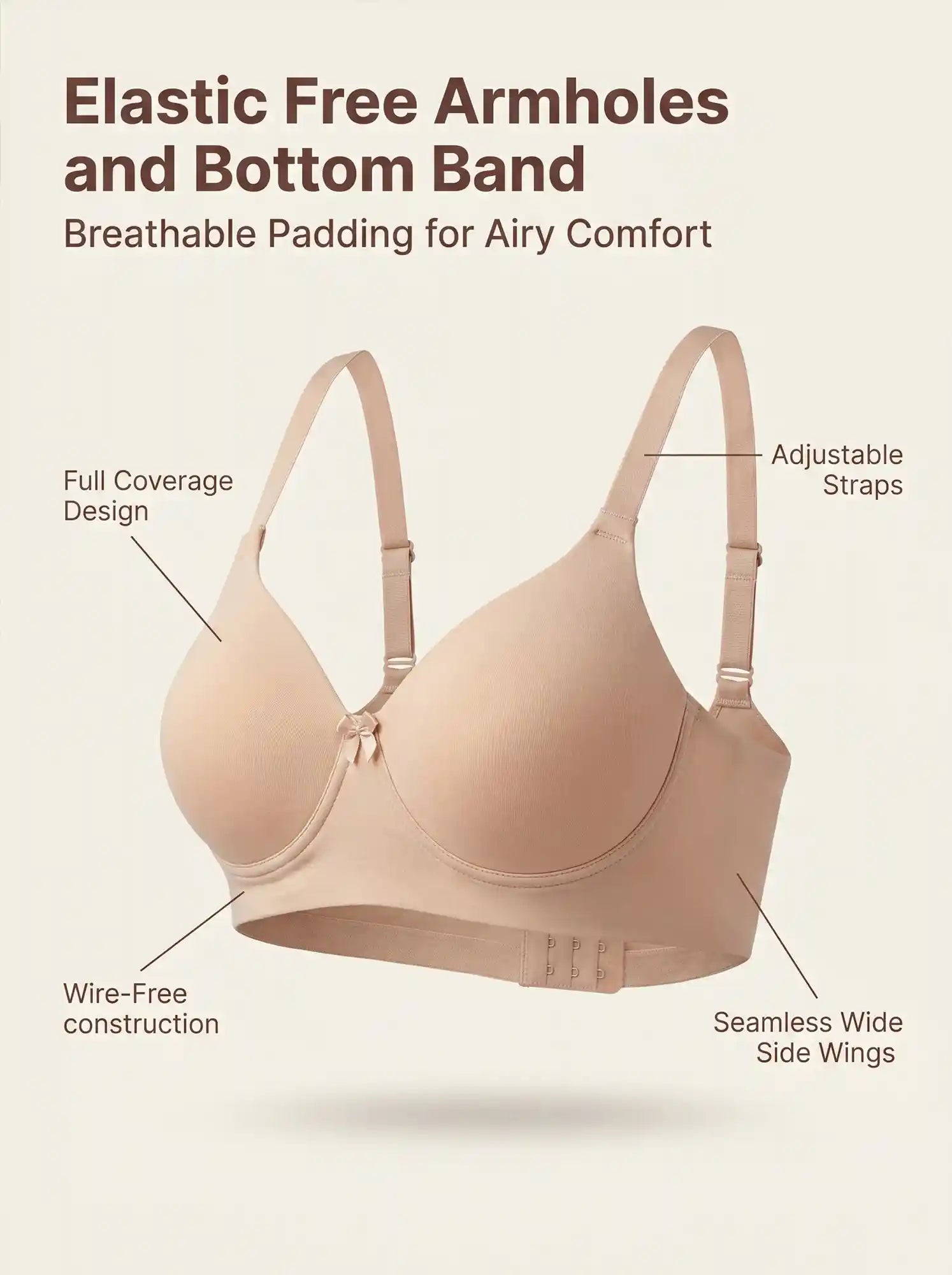 Cotton Padded Bonded T-Shirt Bra | Seamless Look, 360° Support & All-Day Comfort (TW-SB-9081-9082) (Skin)