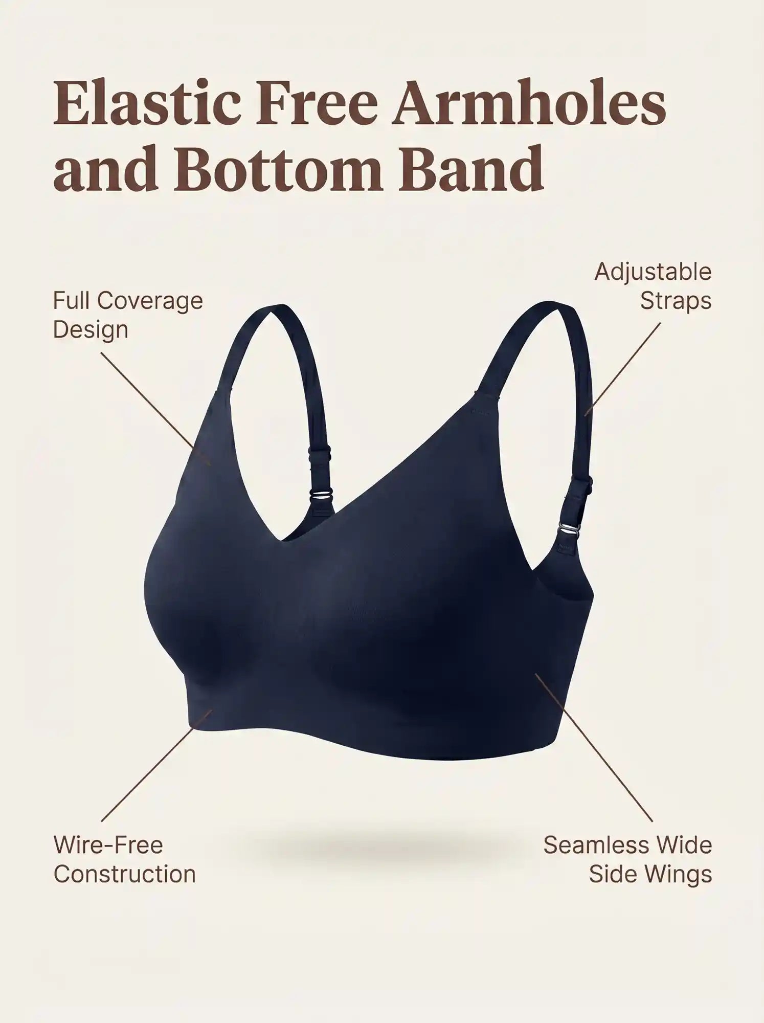 Cotton Non-Padded Full Coverage Bonded Bra (SB-935-Navy)