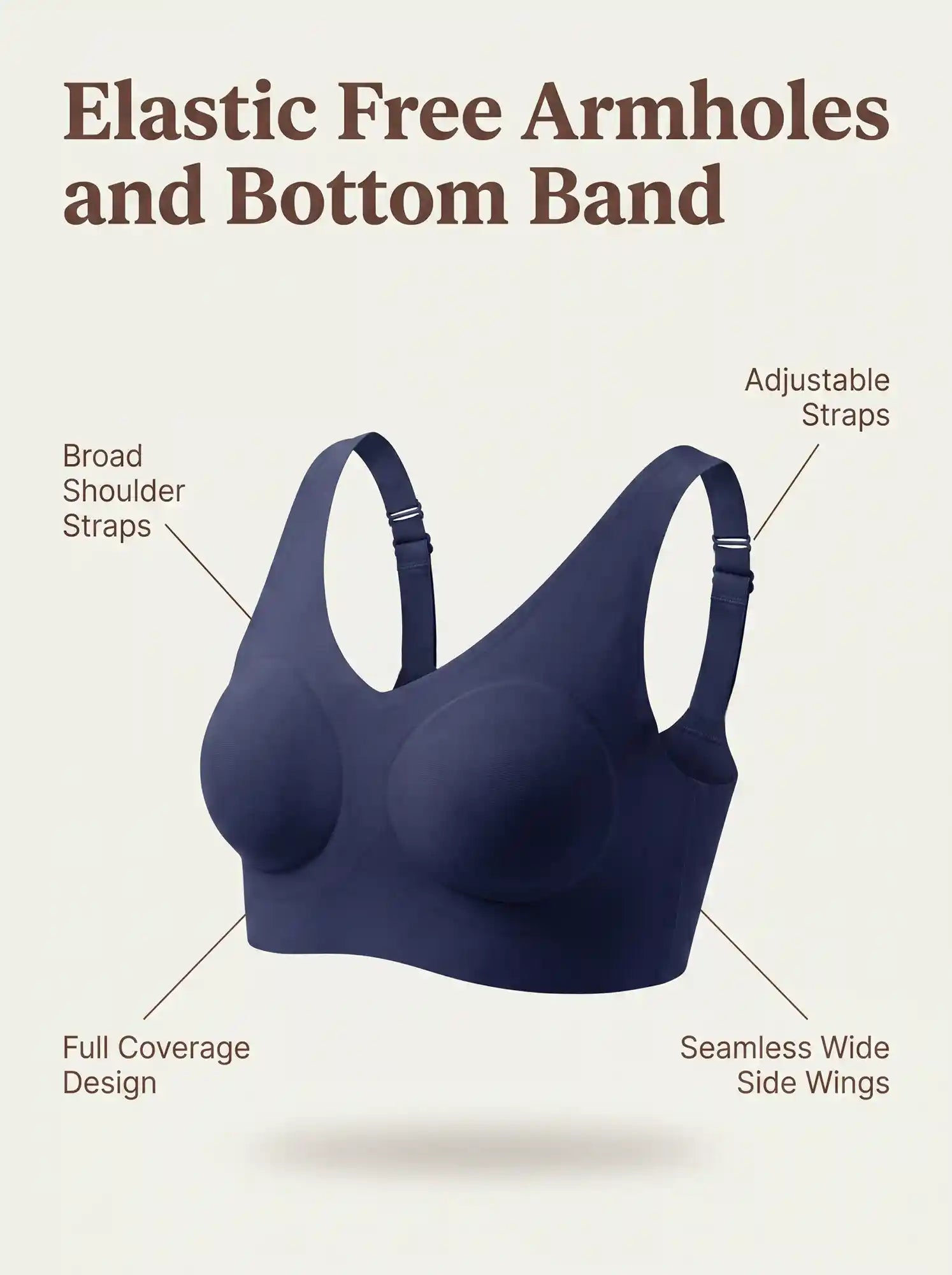 Cotton Non-Padded Plus-Size Bonded Bra with Hidden Concealer (SB-915-Navy)