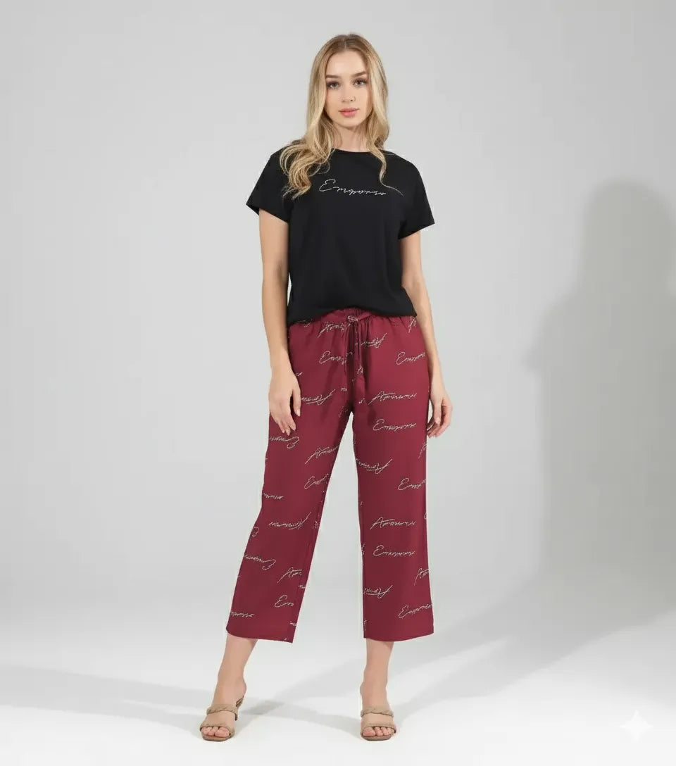 Arolisa Women’s Rayon Lounge Set – Tee & Pyjama, Relaxed Fit