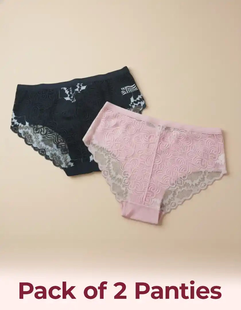 Tweens Lace Panty Elegant Soft Stretch Intimate Wear (Pack of 2)