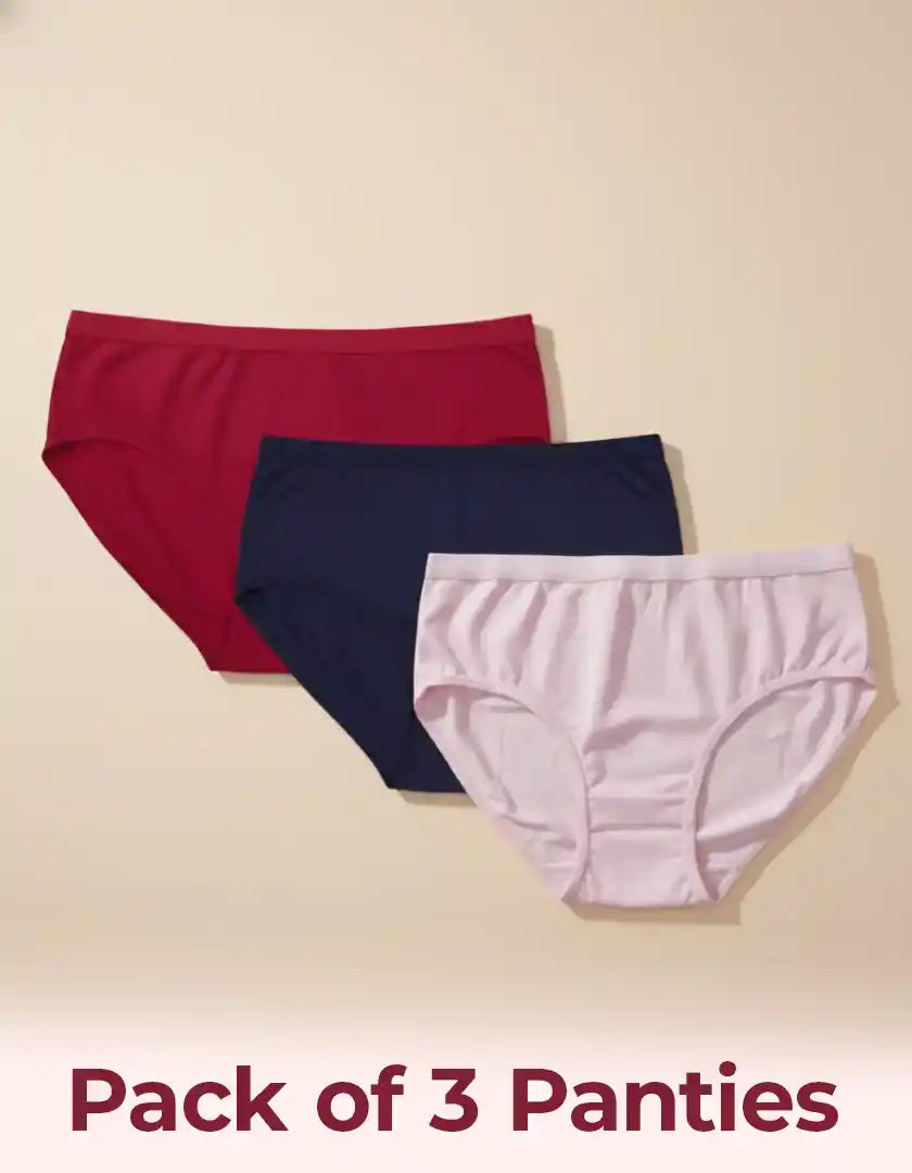Tweens Cotton Spandex Panty Stretchable Everyday Comfort (Pack of 3)