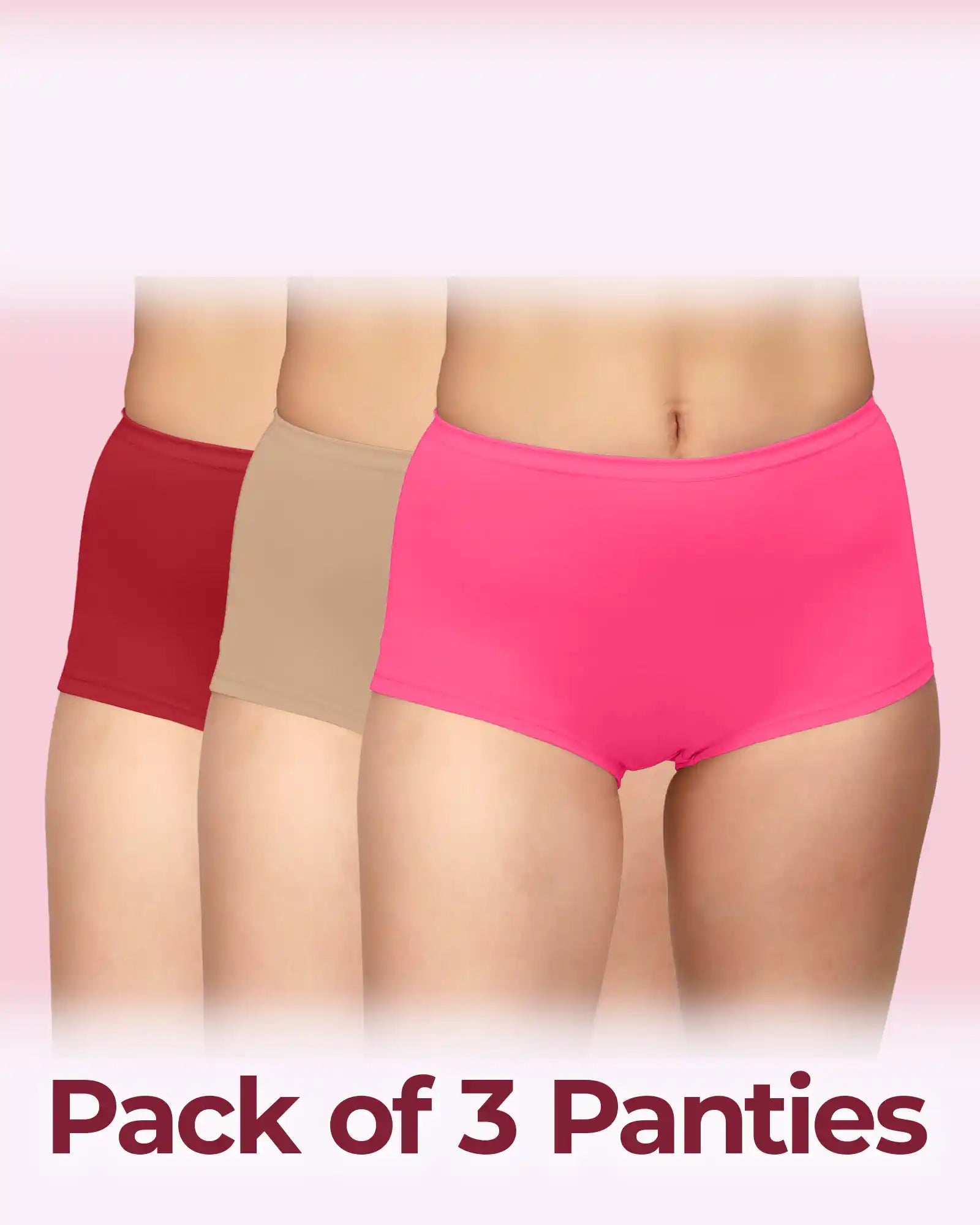 Tweens High-Rise Cotton Stretch Boyshorts Full Coverage, Seamless Comfort Everyday Essentials (Pack Of 3)