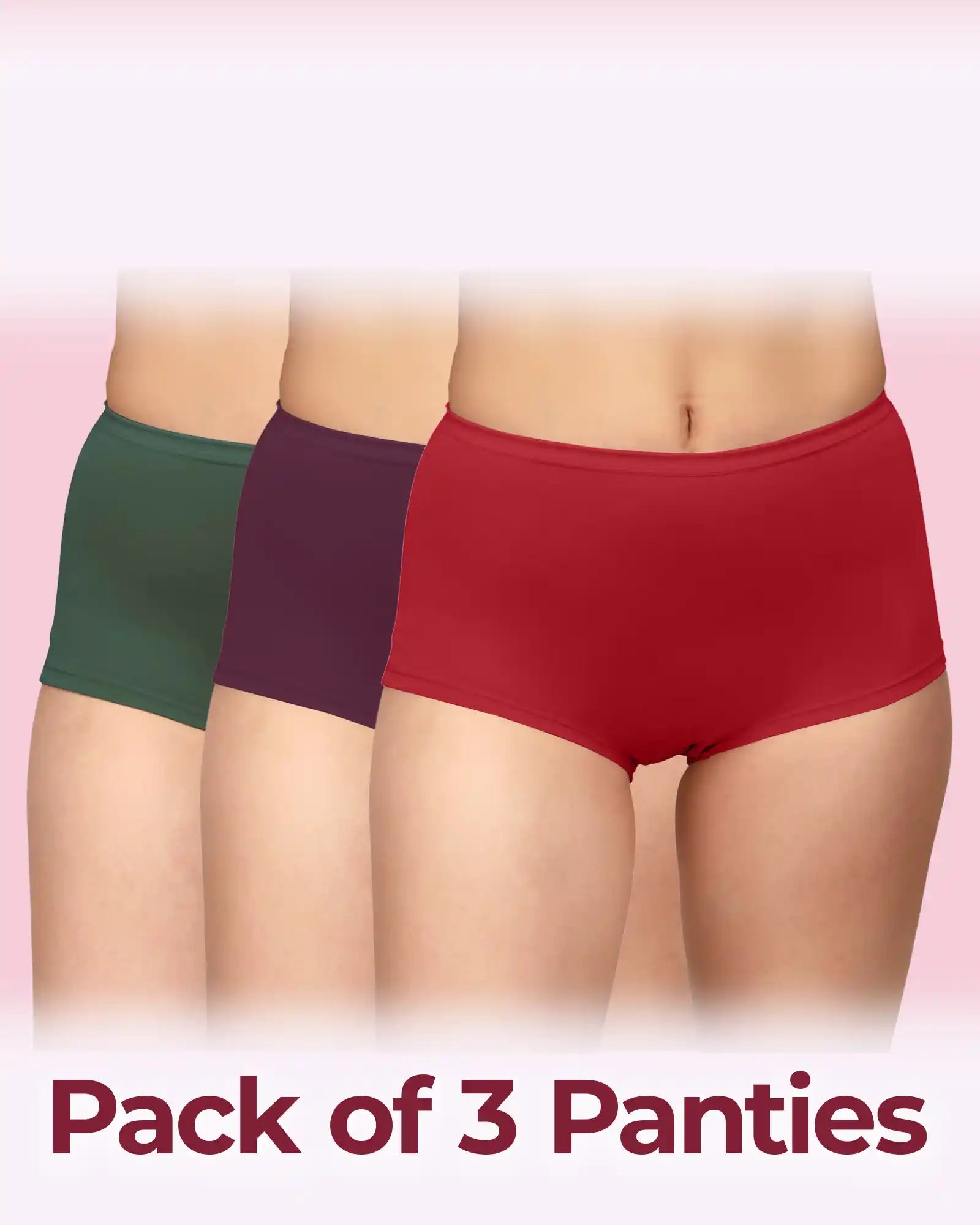 Tweens High-Rise Cotton Stretch Boyshorts Full Coverage, Seamless Comfort Everyday Essentials (Pack Of 3))