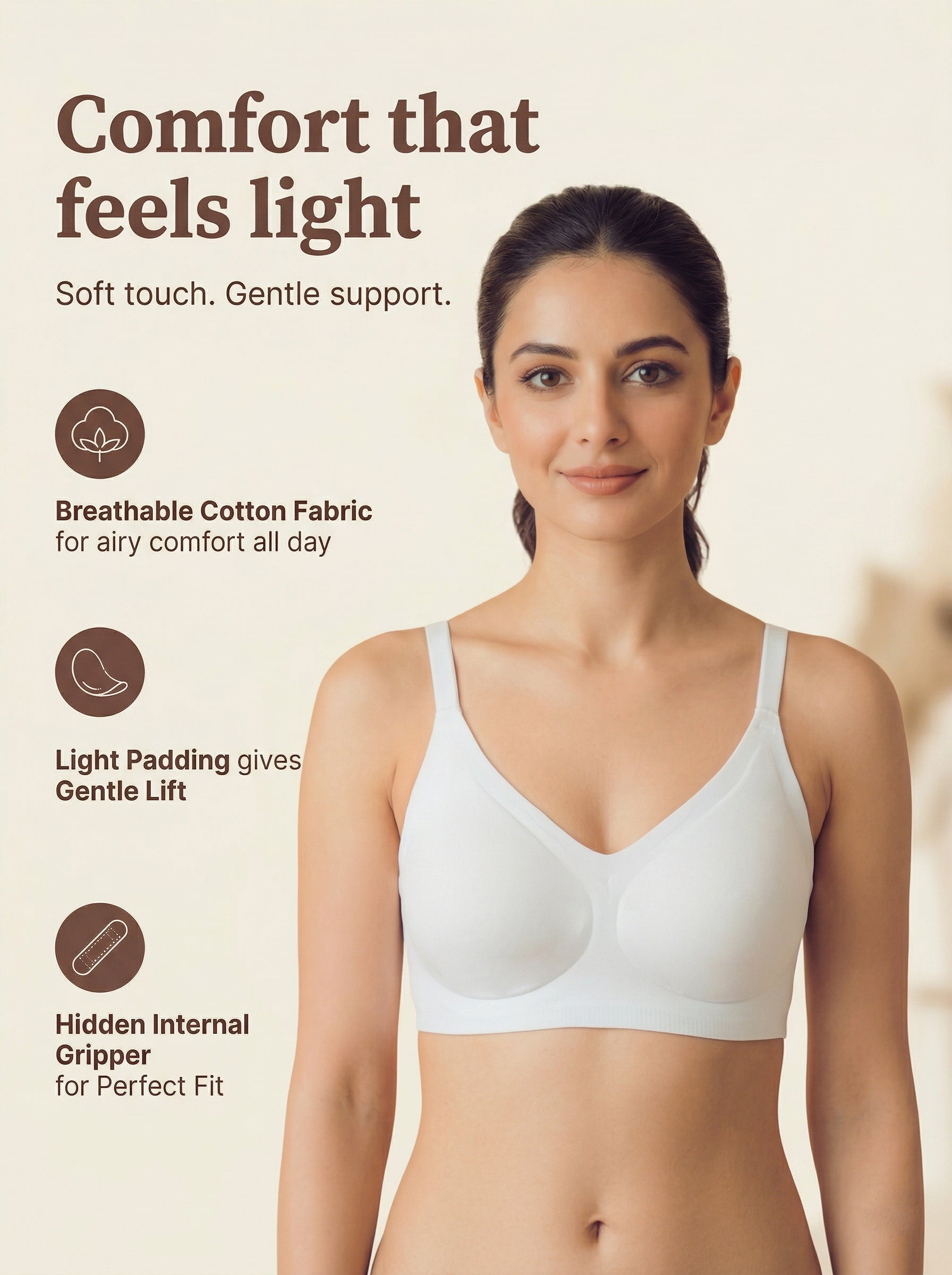 Cotton Padded Full Coverage Bonded Bra (SB-938-White)
