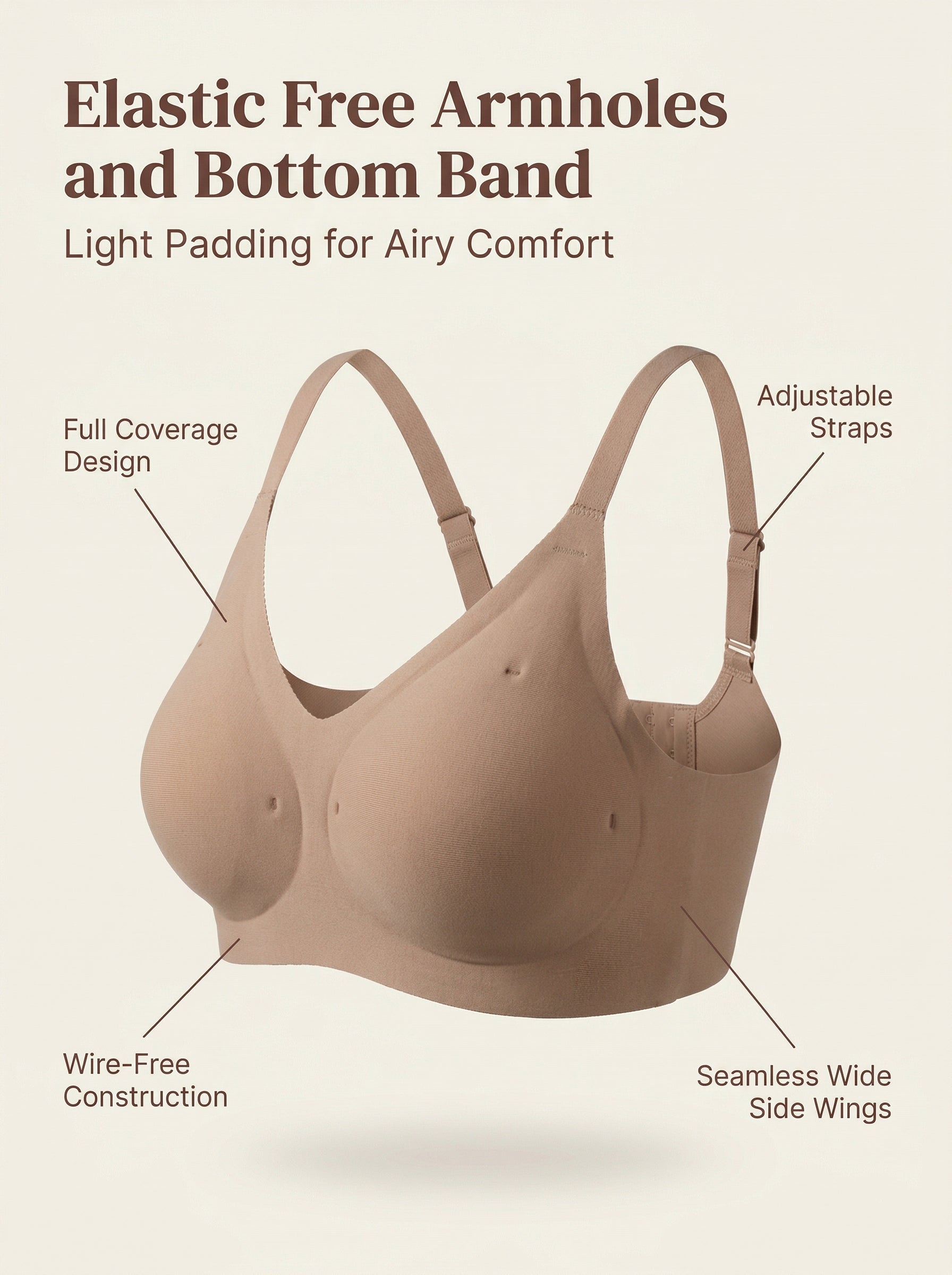 Cotton Padded Full Coverage Bonded Bra (SB-938-Fawn)