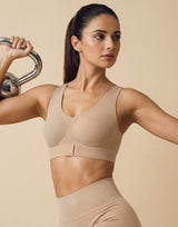 Bonded Gym Bra with Crisscross Back | Padded | Breathable Cotton (TW-SB-997)(Skin)