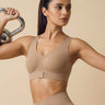 Bonded Gym Bra with Crisscross Back | Padded | Breathable Cotton (TW-SB-997)(Fawn)