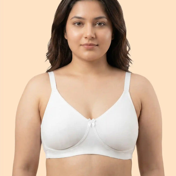Cotton Non-Padded Full Coverage Everyday Bonded Bra (TW-IS-9401) (White)