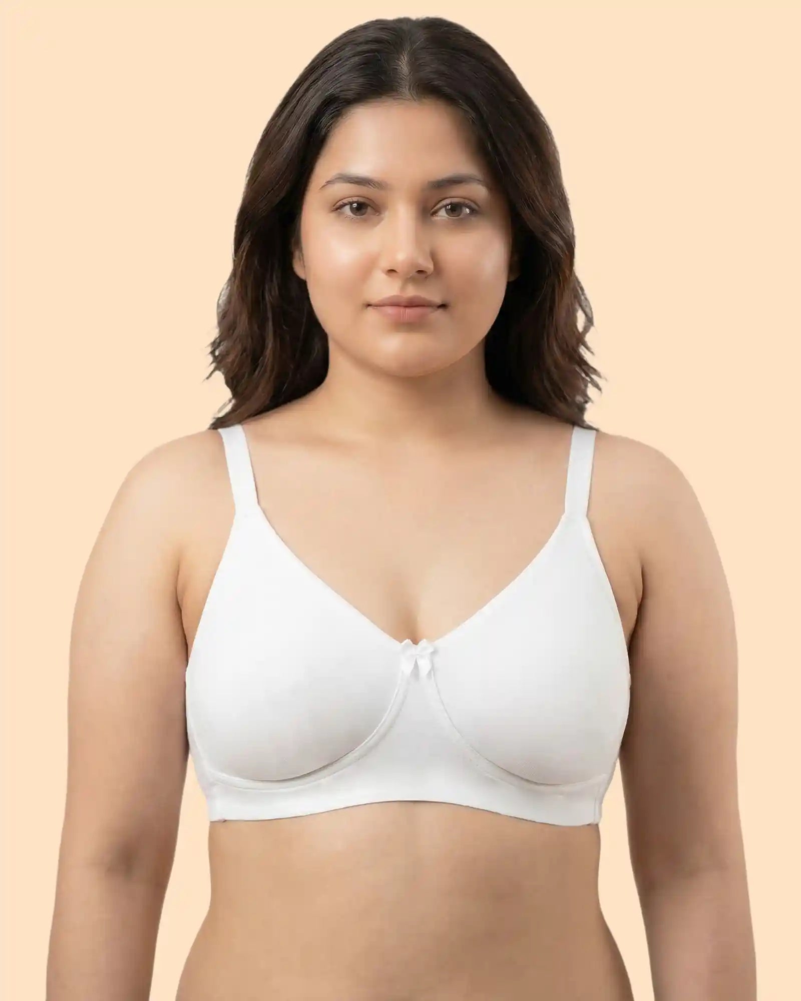 Cotton Non-Padded Full Coverage Everyday Bonded Bra (TW-IS-9401) (White)