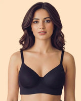 Polyamide Non-Wired Maximiser Push Up Bonded Bra (Level-3 Padding) with 3/4th Coverage (SB-95301) (Black)
