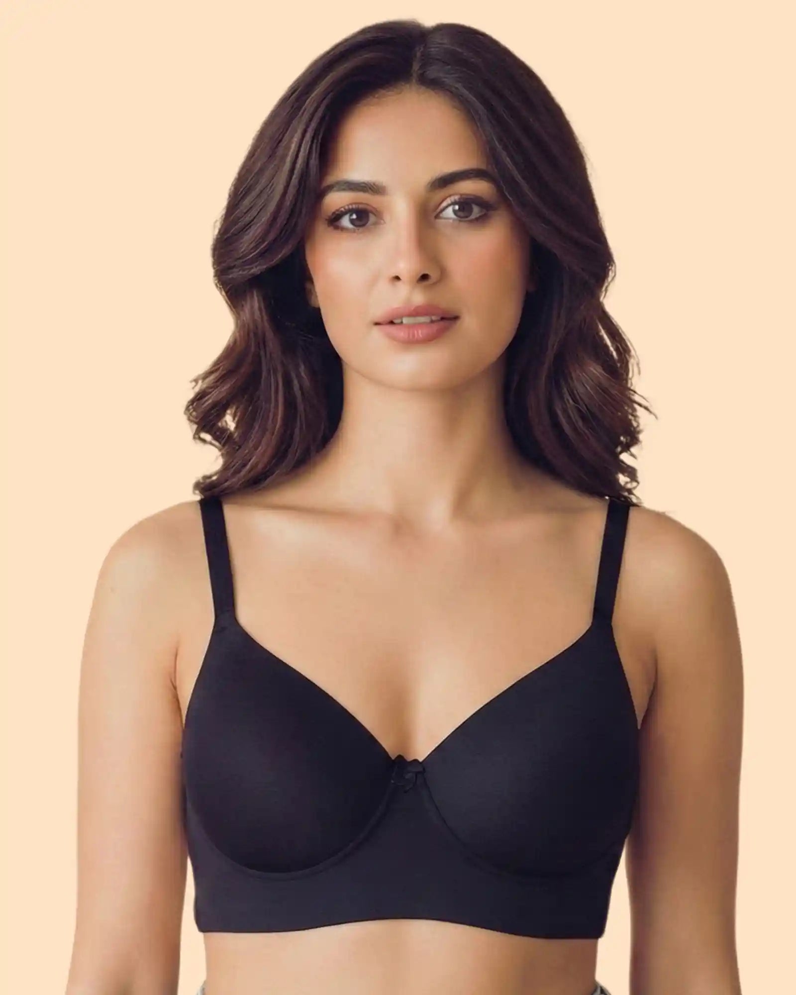 Polyamide Non-Wired Maximiser Push Up Bonded Bra (Level-3 Padding) with 3/4th Coverage (SB-95301) (Black)