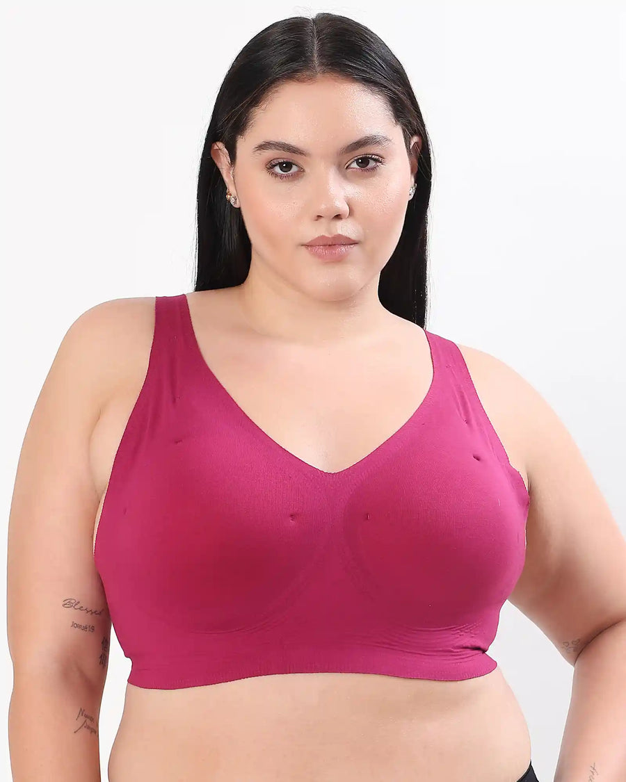 Tweens Bonded Breathable Cotton Plus-Size Padded Full-Coverage Bra (SB-918-Wine) (MR)