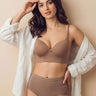 Cotton Push-Up Bonded Bra (Level-3 Padding) 3/4th Coverage & Mid Rise Flexifit Hipster Panty Lingerie Set  (TW-93510&63) (Fawn)