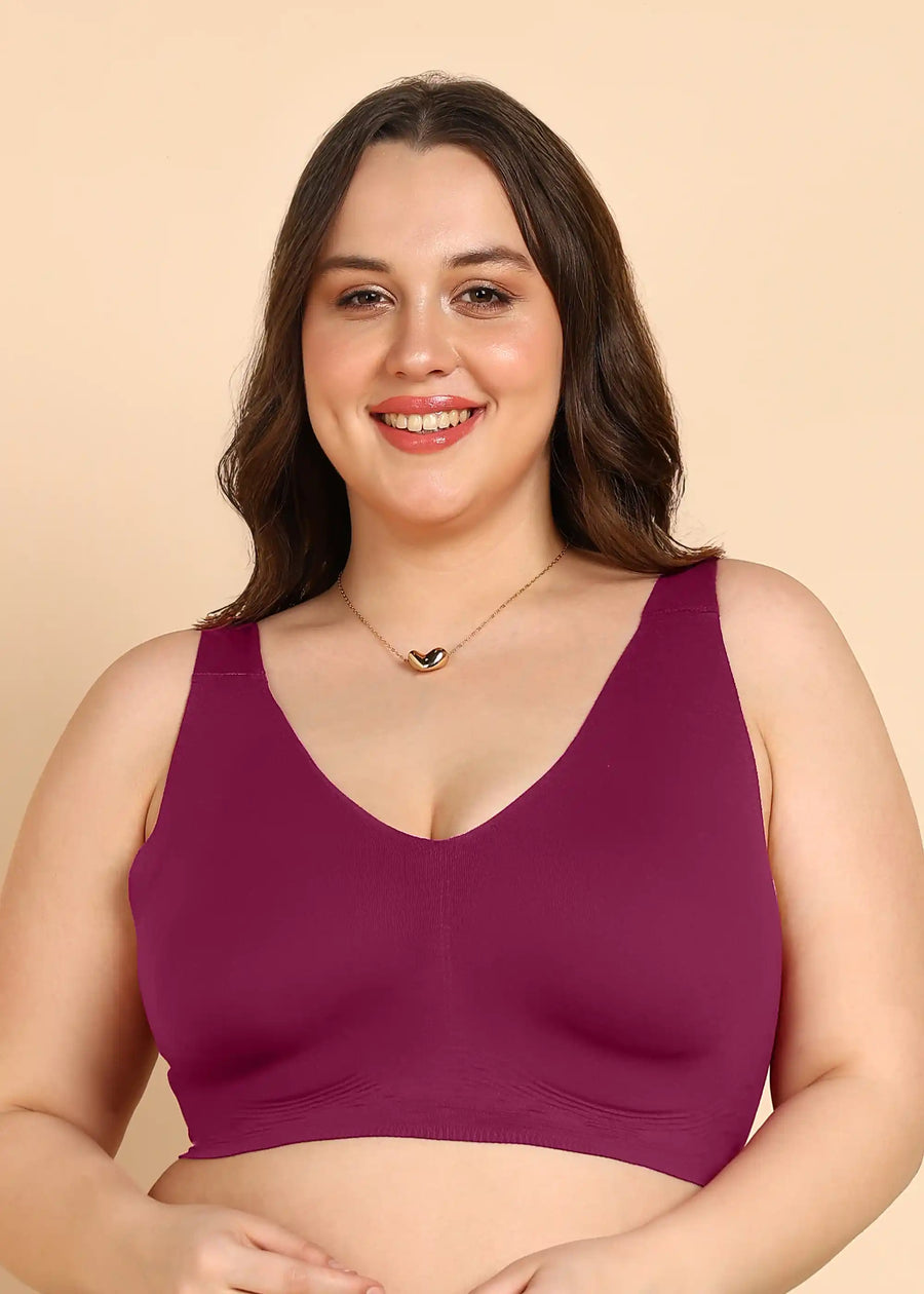 Tweens Bonded Breathable Cotton Plus-Size Padded Full-Coverage Bra (SB-918-Wine)