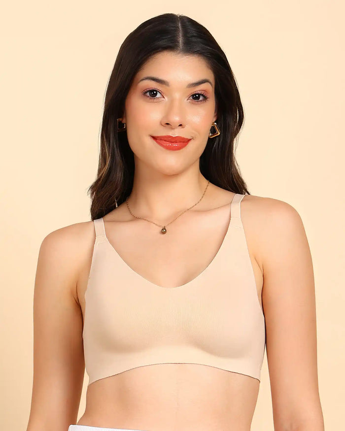 Tweens Bonded Breathable Cotton Non-Padded Full-Coverage Bra with Hidden Concealer (SB-935-Skin)