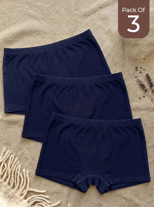 Cotton High Coverage Boy Shorts (TW-65)(Navy)