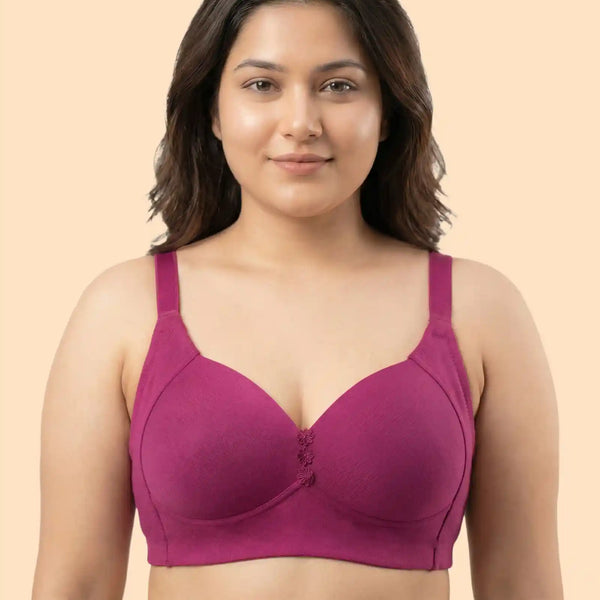 Cotton Padded Plus-Size M-Frame Minimiser Bonded Bra (SB-9203)(Wine)