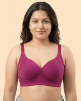 Cotton Padded Plus-Size M-Frame Minimiser Bonded Bra (SB-9203)(Wine)