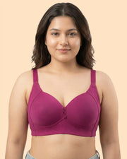 Cotton Padded Plus-Size M-Frame Minimiser Bonded Bra (SB-9203)(Wine)